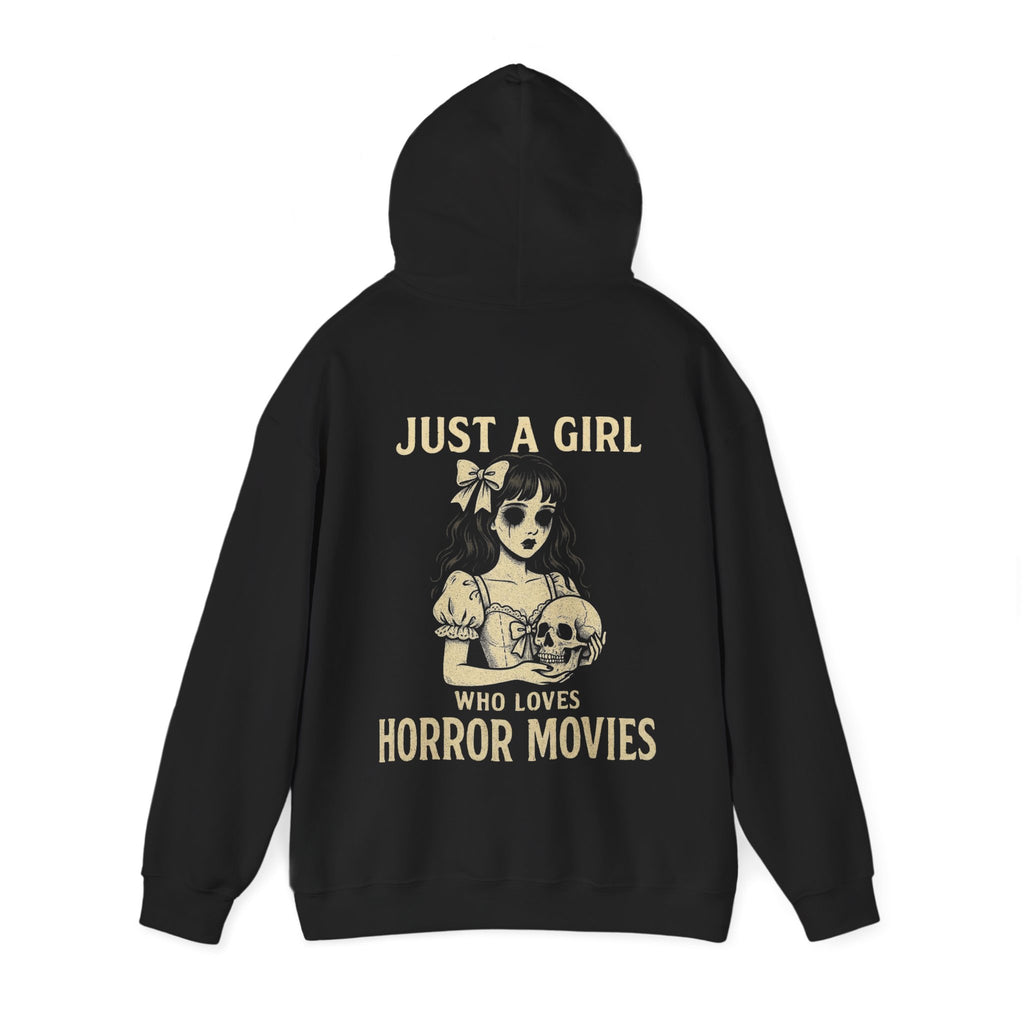 Hoodie — "Just a Girl Who Loves Horror Movies" Cute Gothic Horror Movie Lover Pullover