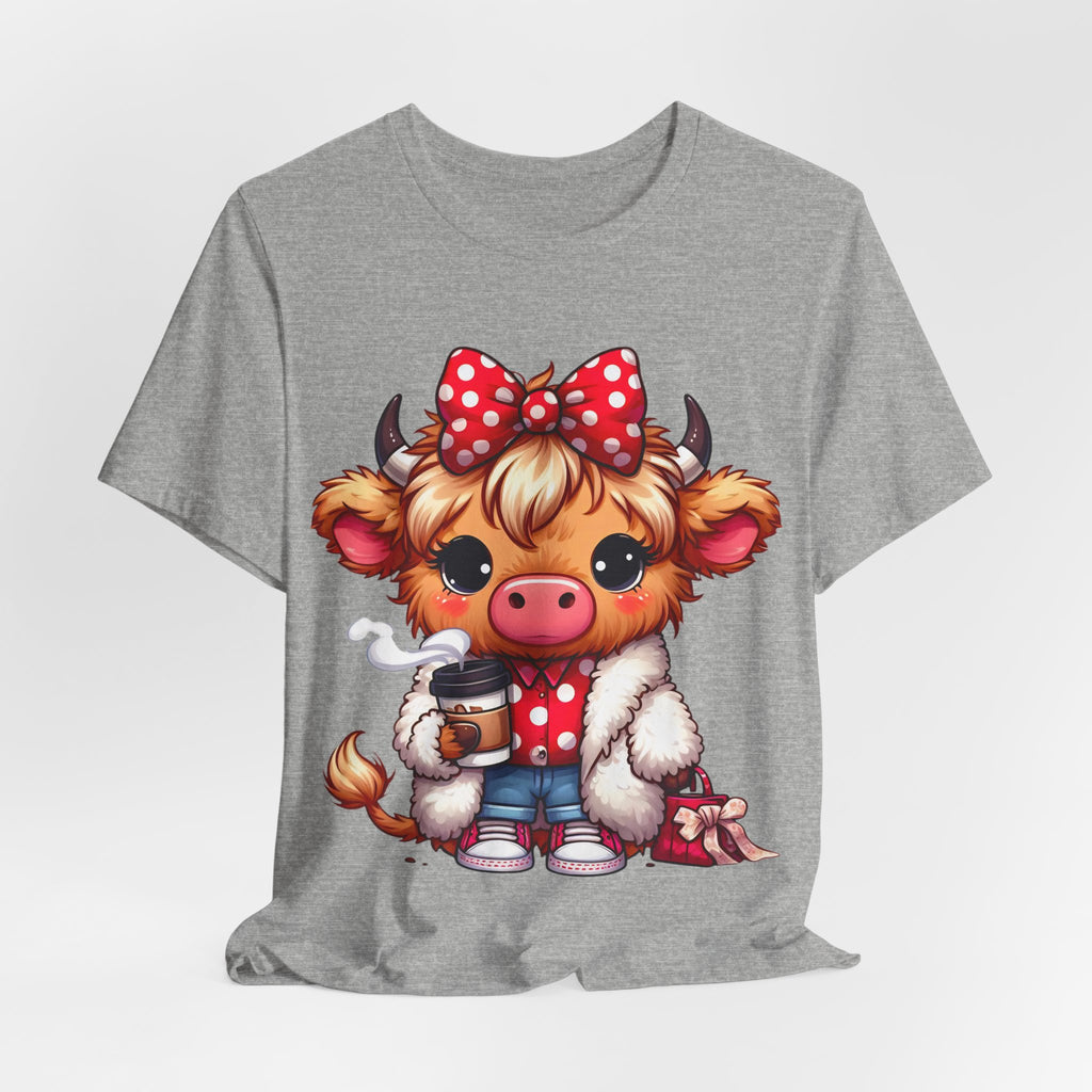 Cow Cute Tee — Cozy Cow with Coffee Graphic T-Shirt