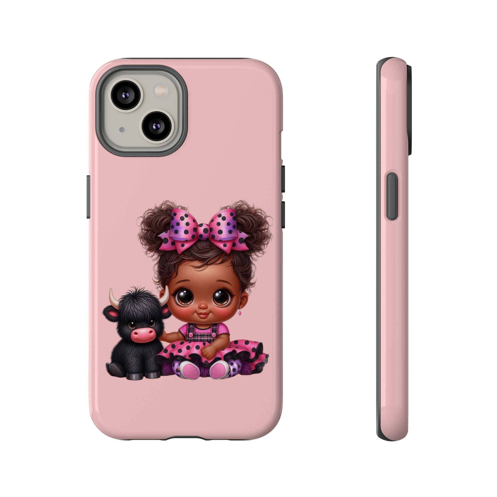 Cute Baby Girl with Plush Cow Phone Case