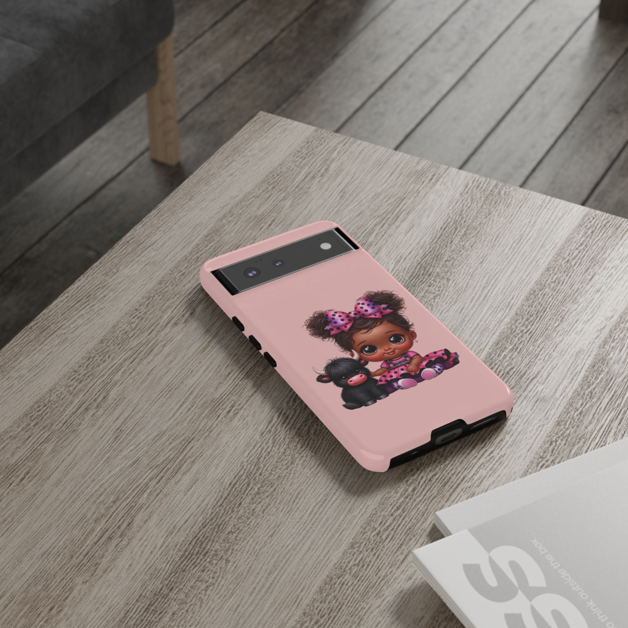 Cute Baby Girl with Plush Cow Phone Case