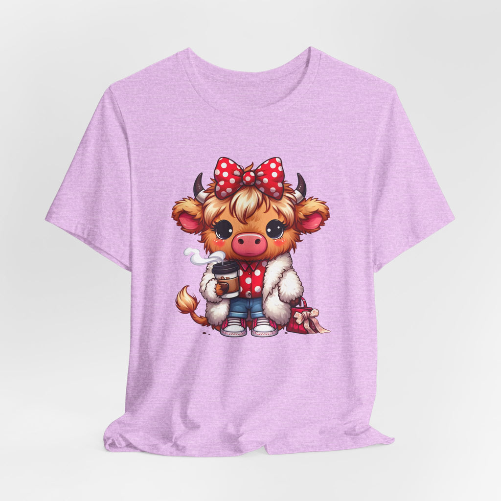 Cow Cute Tee — Cozy Cow with Coffee Graphic T-Shirt