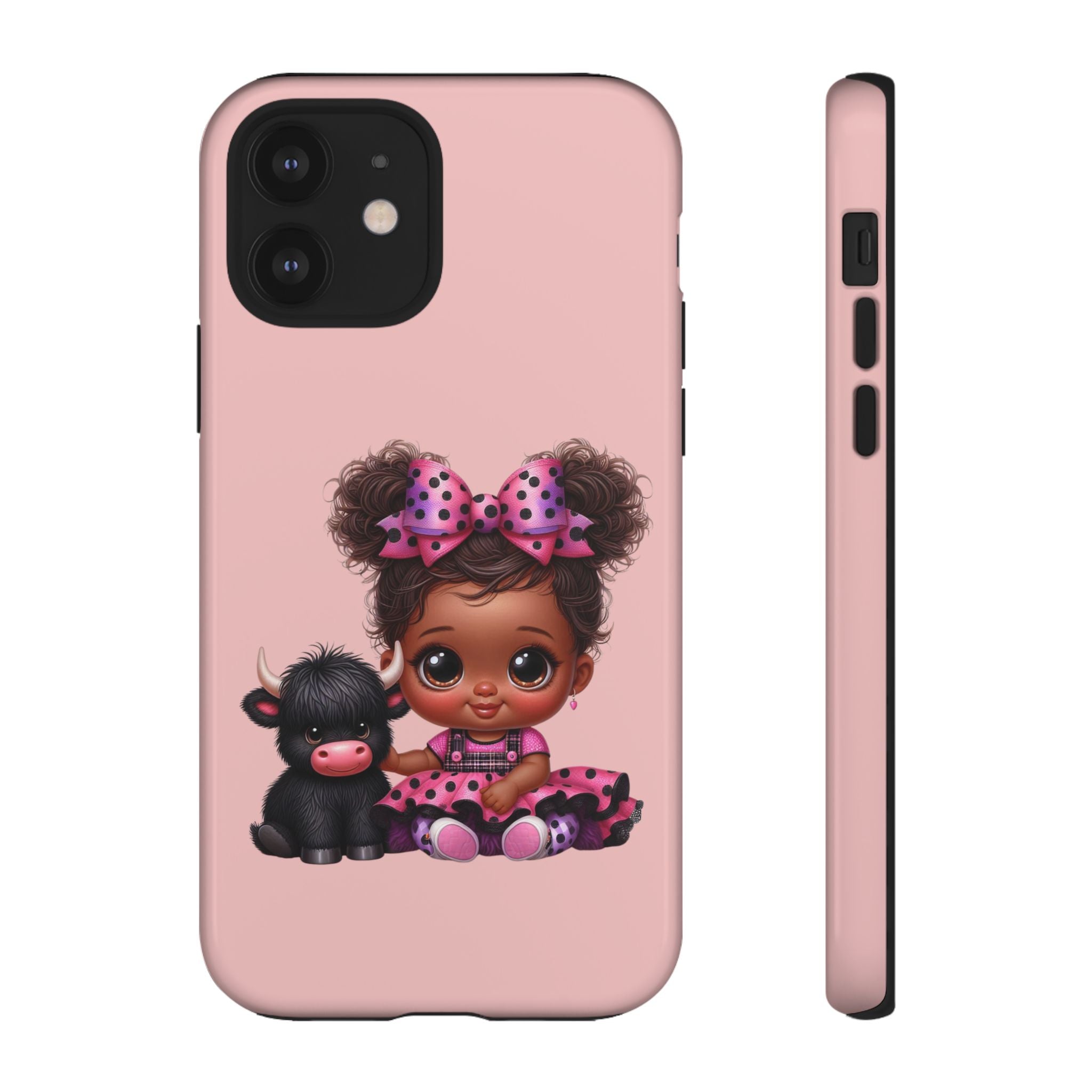 Cute Baby Girl with Plush Cow Phone Case