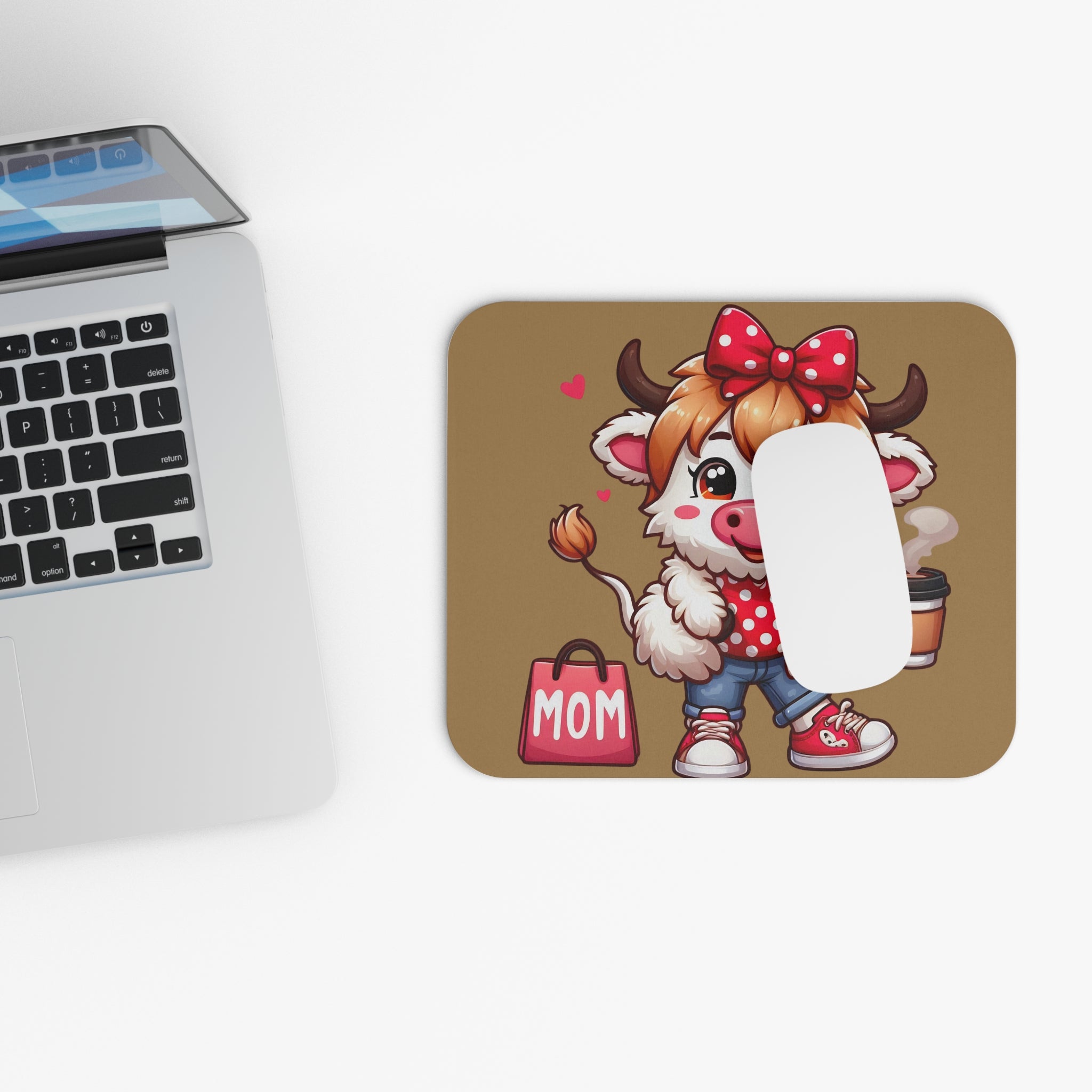 Cute Cow Mom Mouse Pad — Adorable Coffee & Shopping Desk Mat