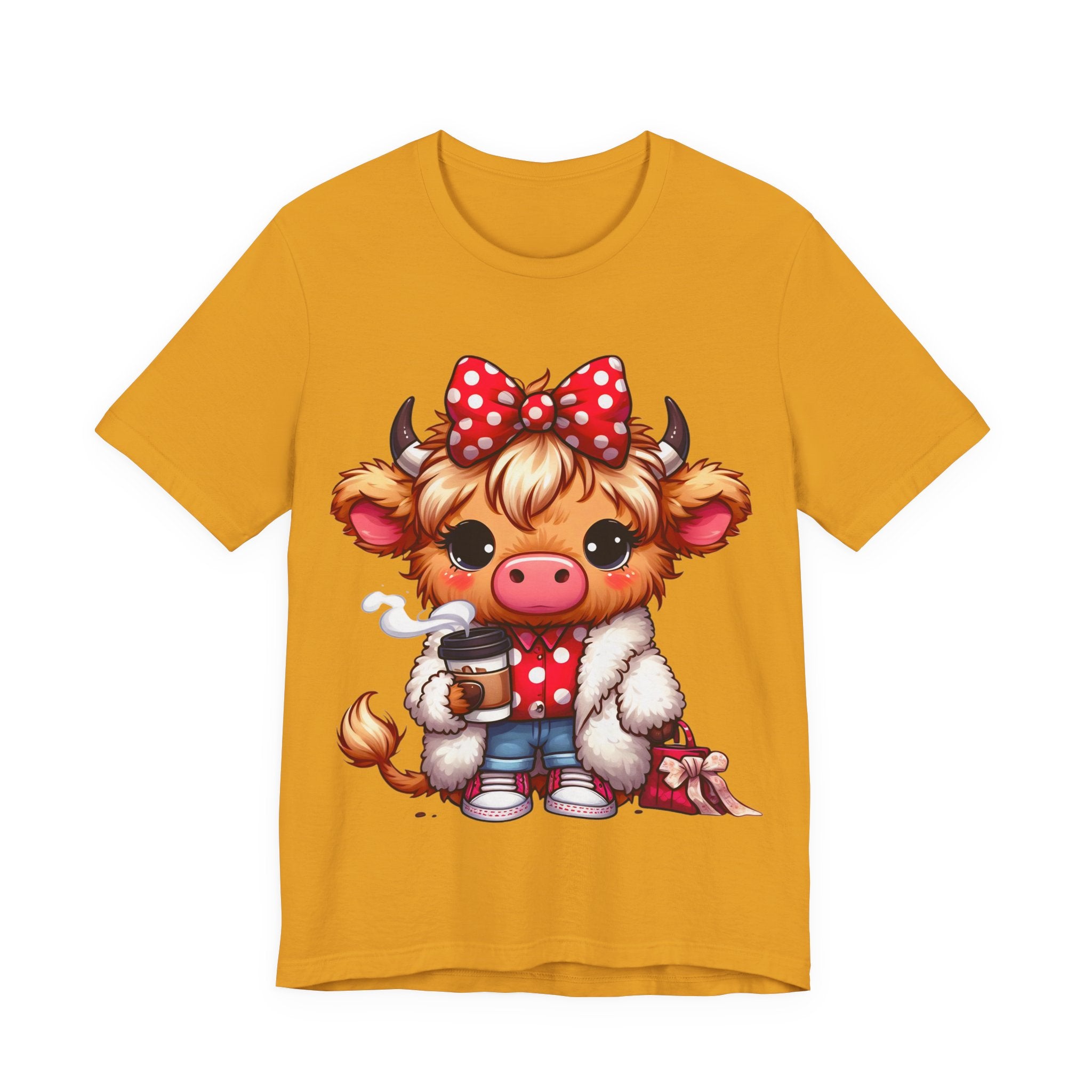Cow Cute Tee — Cozy Cow with Coffee Graphic T-Shirt