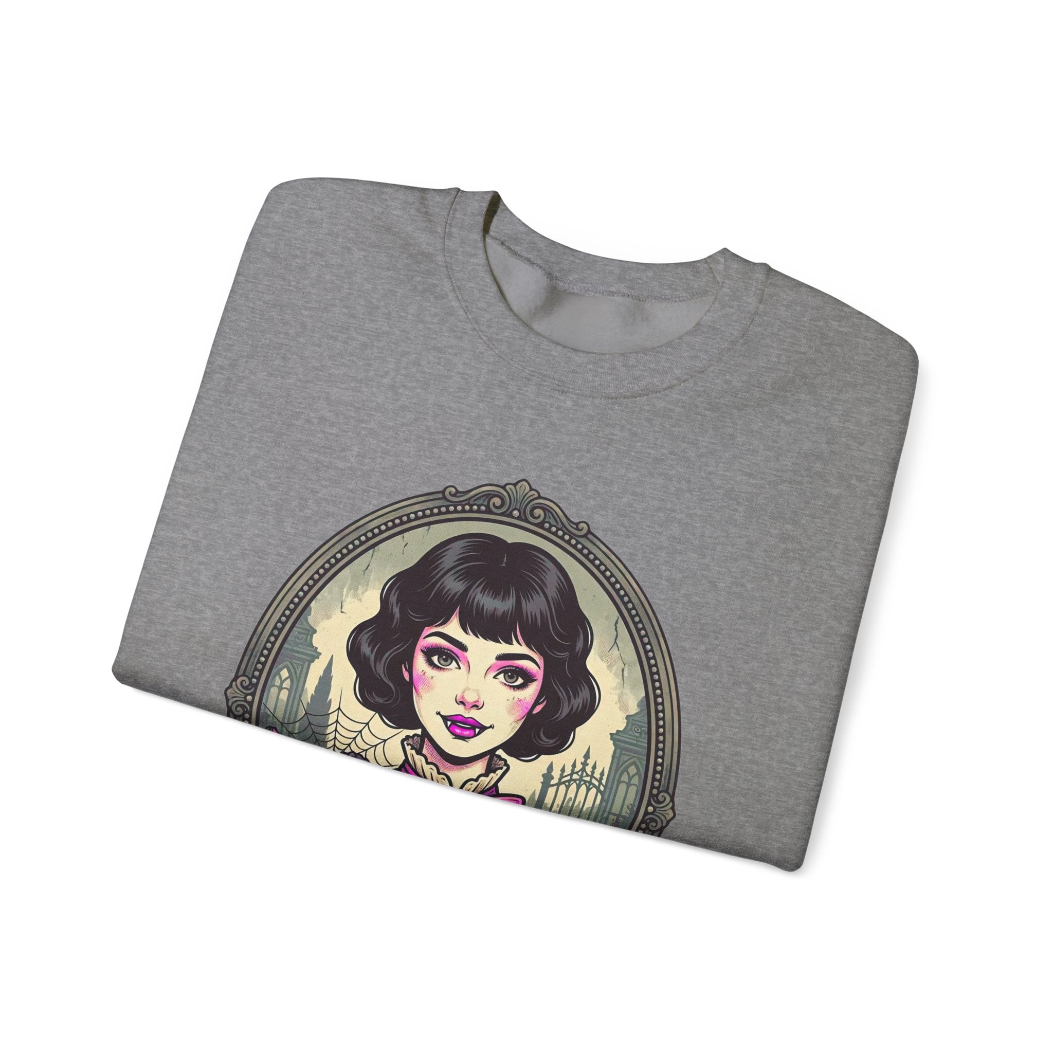 Horror Girl Crewneck Sweatshirt — "Pretty Girls Love Horror" Retro Goth Pullover