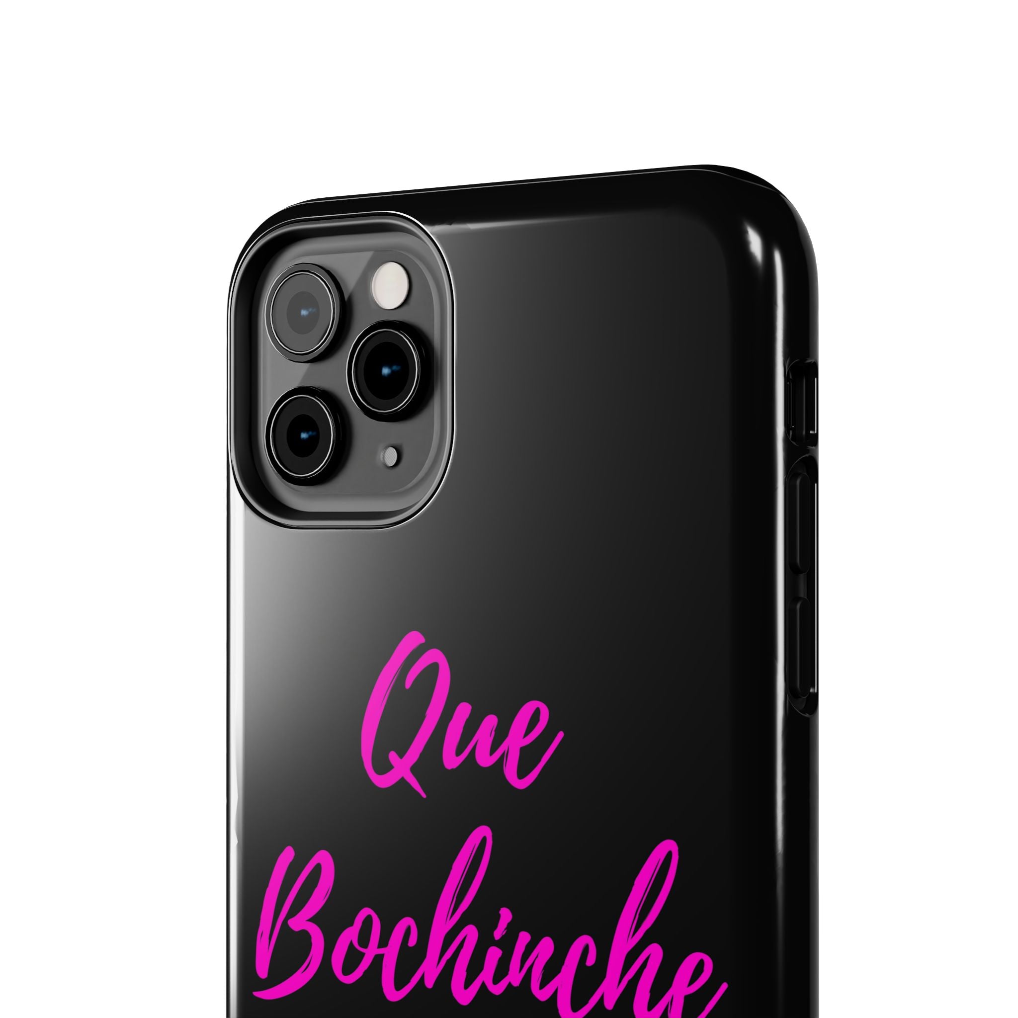 Que Bochinche Phone Case — Pink Script & Bow Tough Protective Cover