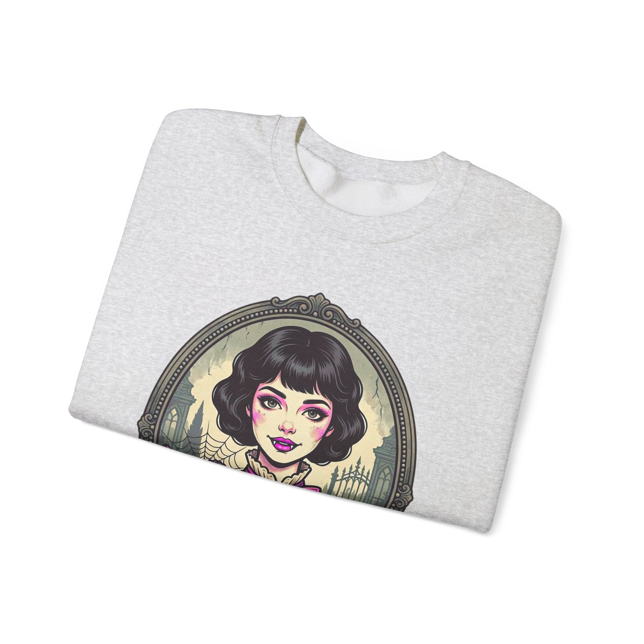 Horror Girl Crewneck Sweatshirt — "Pretty Girls Love Horror" Retro Goth Pullover