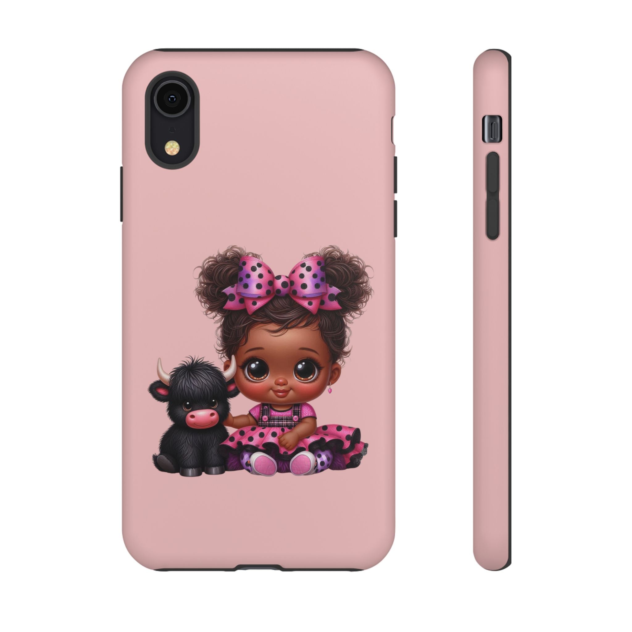 Cute Baby Girl with Plush Cow Phone Case
