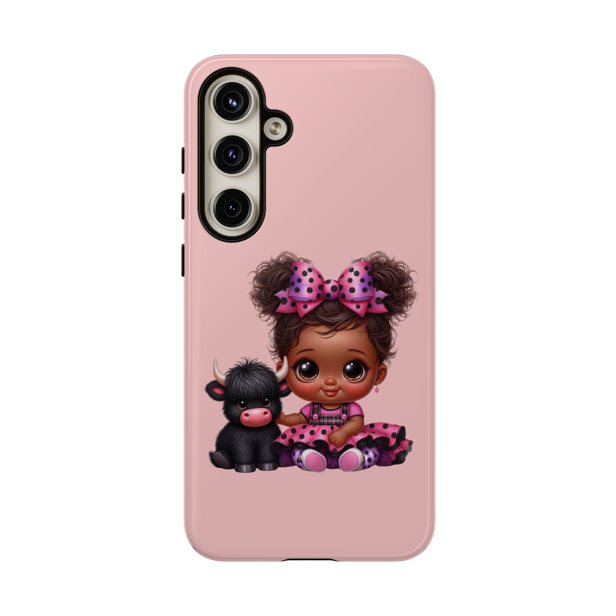 Cute Baby Girl with Plush Cow Phone Case