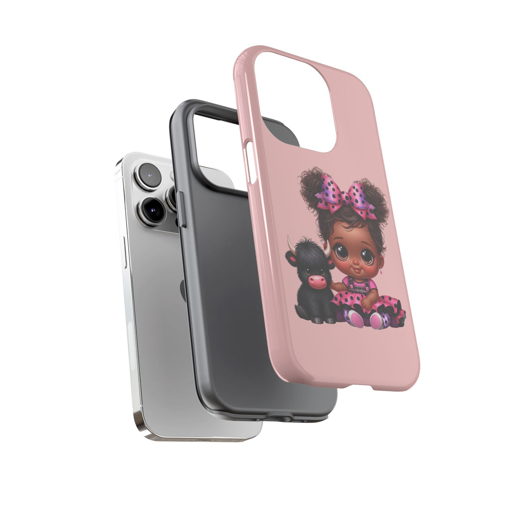 Cute Baby Girl with Plush Cow Phone Case