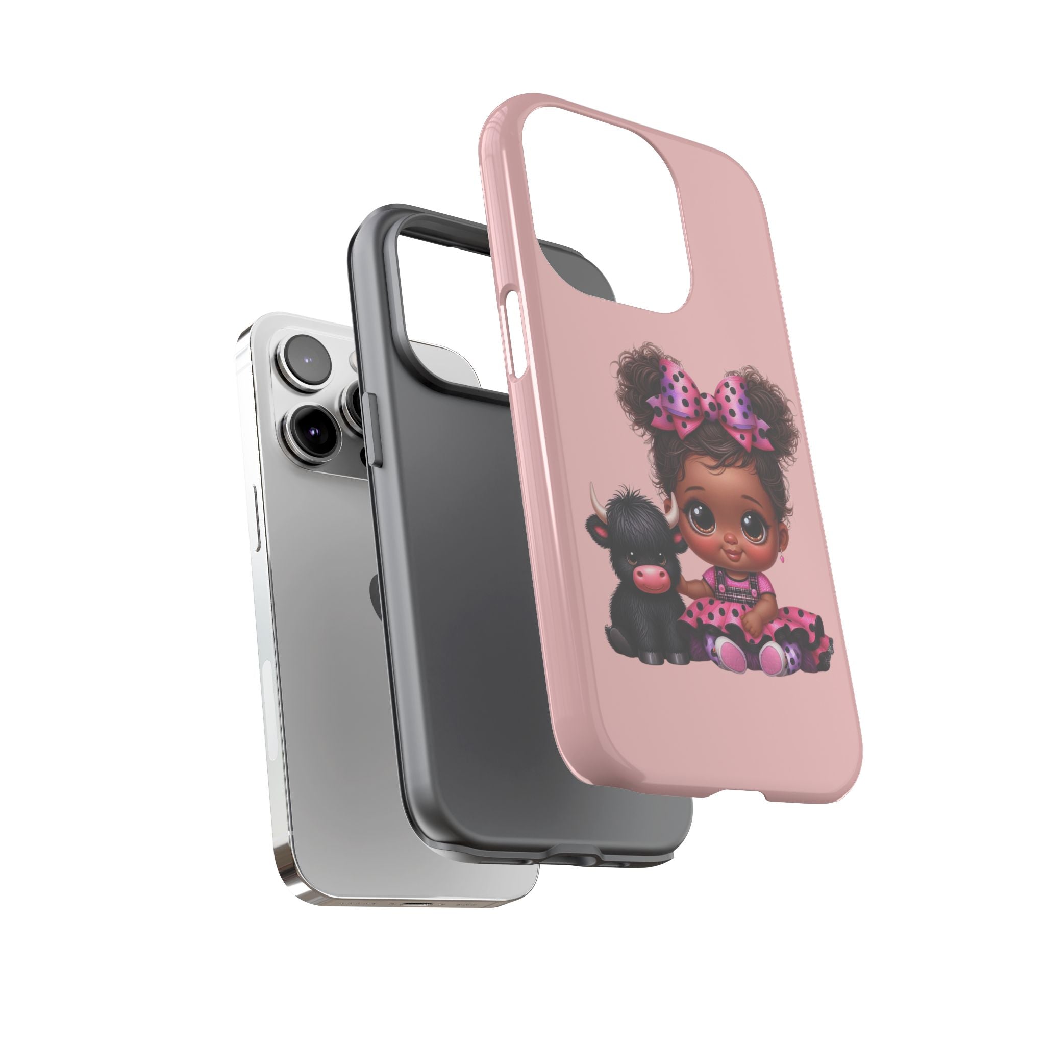 Cute Baby Girl with Plush Cow Phone Case