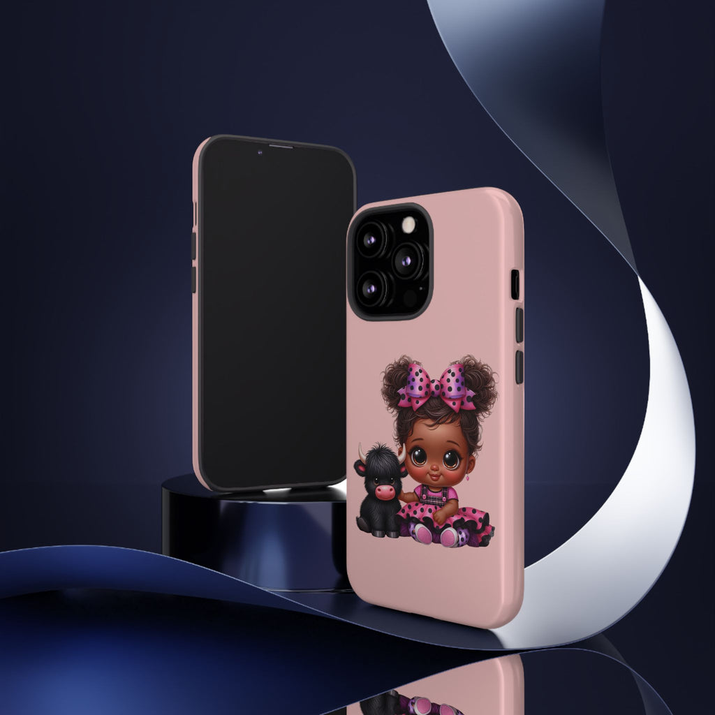 Cute Baby Girl with Plush Cow Phone Case