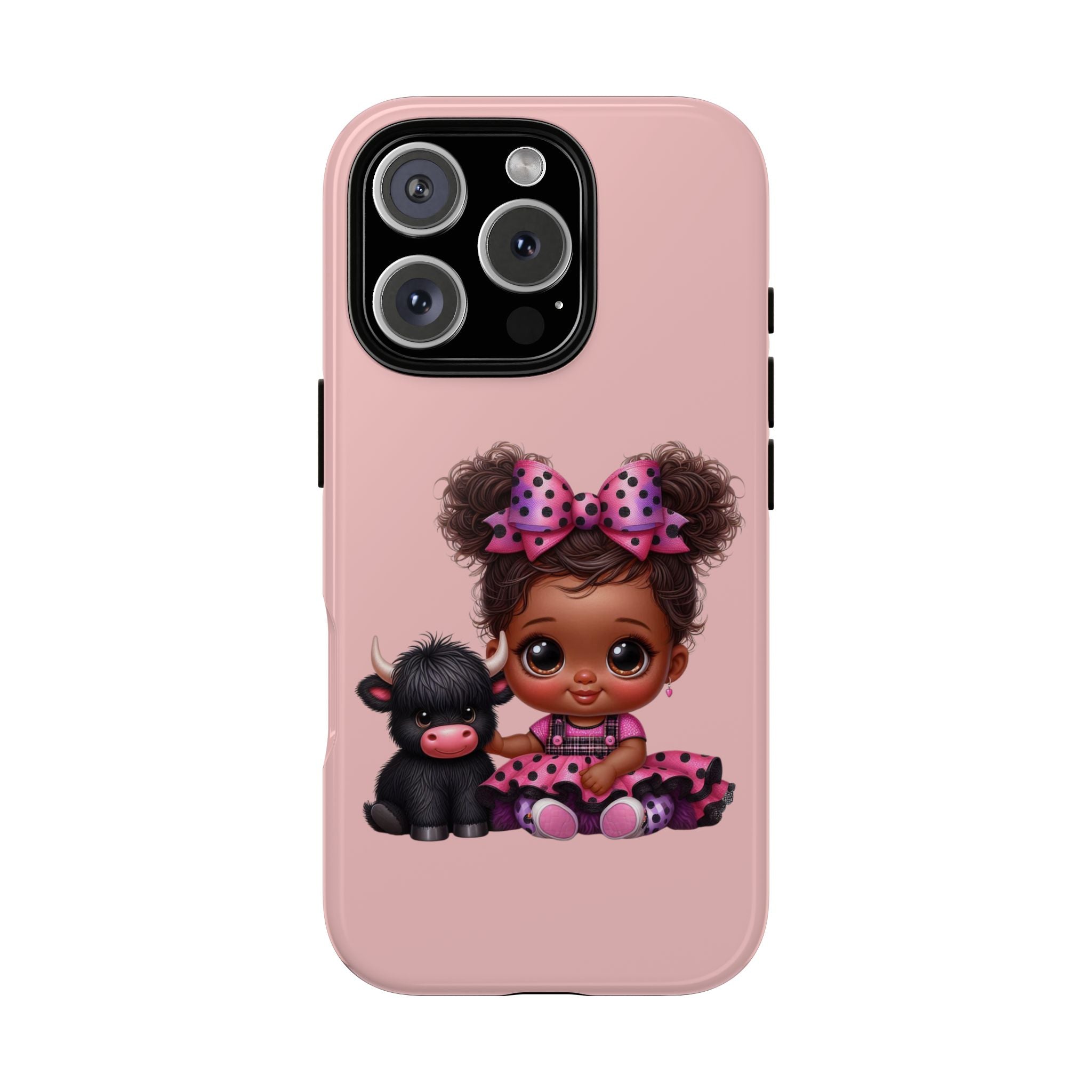 Cute Baby Girl with Plush Cow Phone Case