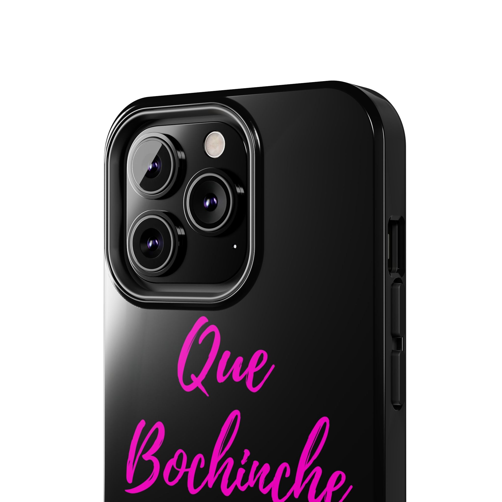 Que Bochinche Phone Case — Pink Script & Bow Tough Protective Cover