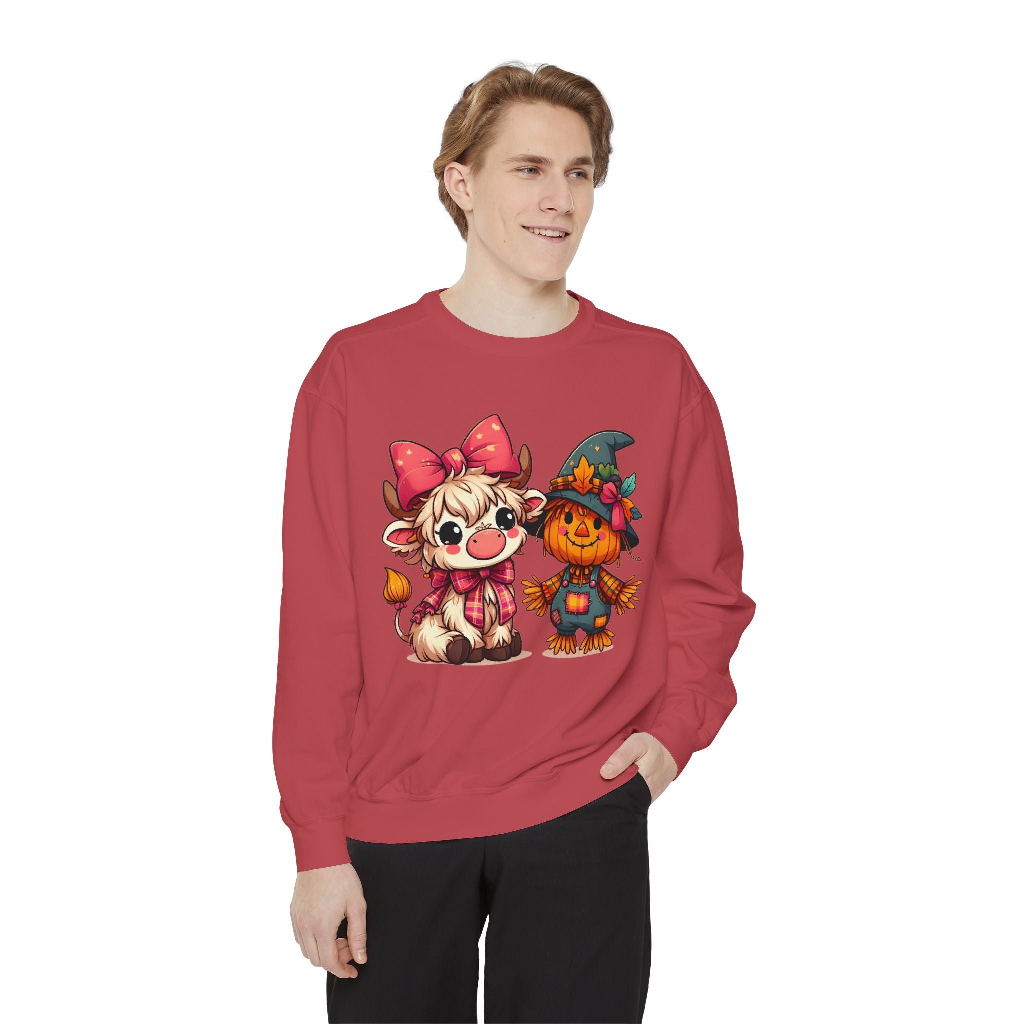 Halloween Cute Scarecrow & Kitty Sweatshirt