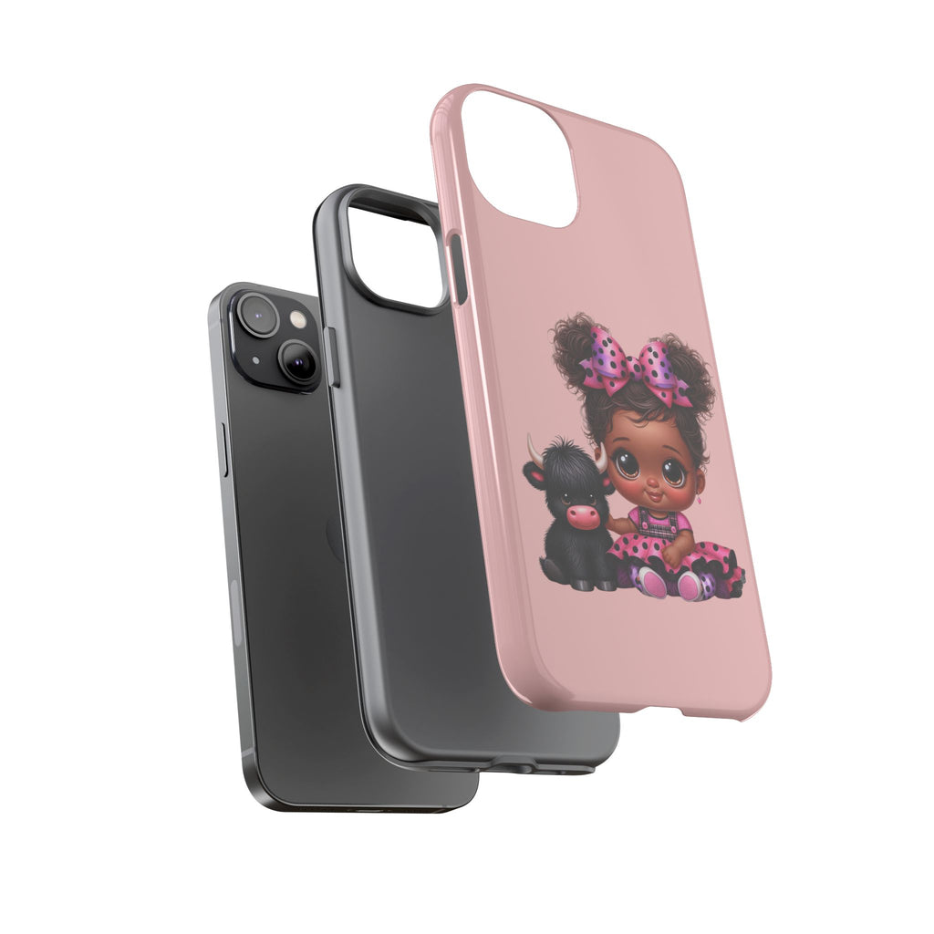 Cute Baby Girl with Plush Cow Phone Case