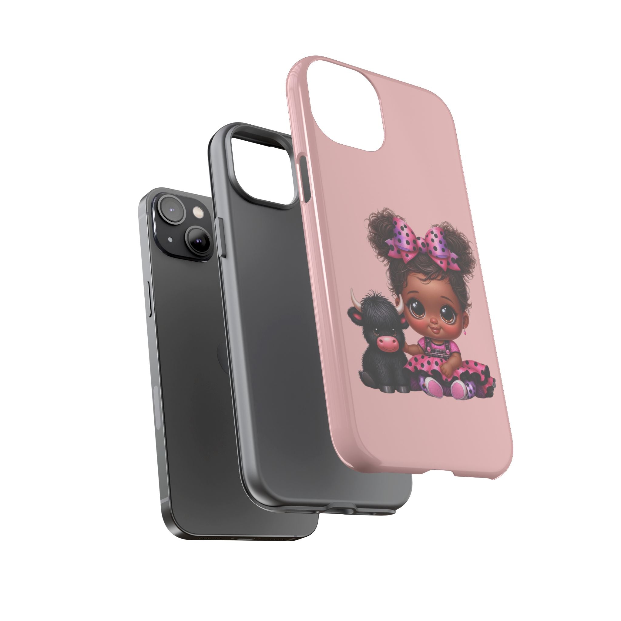 Cute Baby Girl with Plush Cow Phone Case