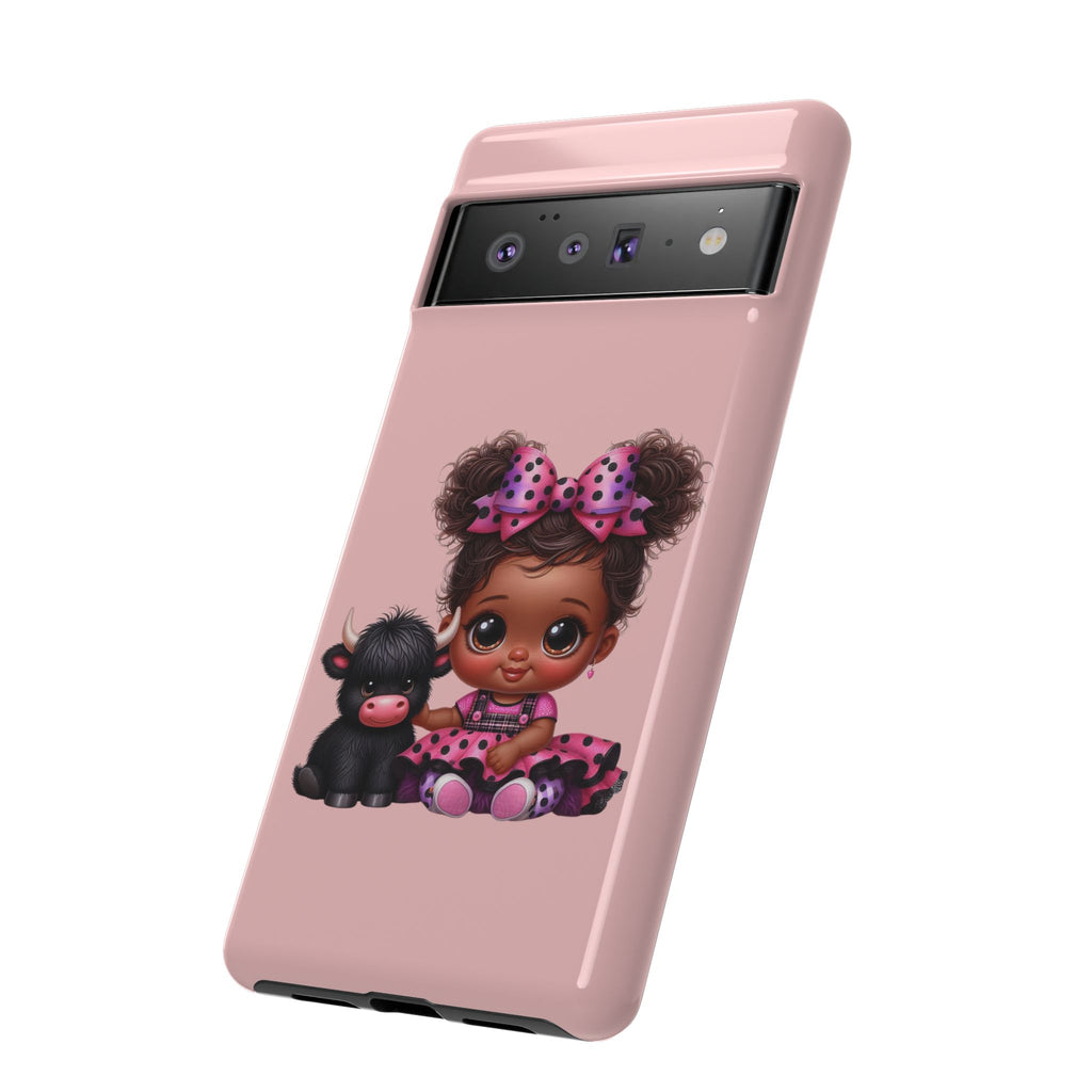 Cute Baby Girl with Plush Cow Phone Case