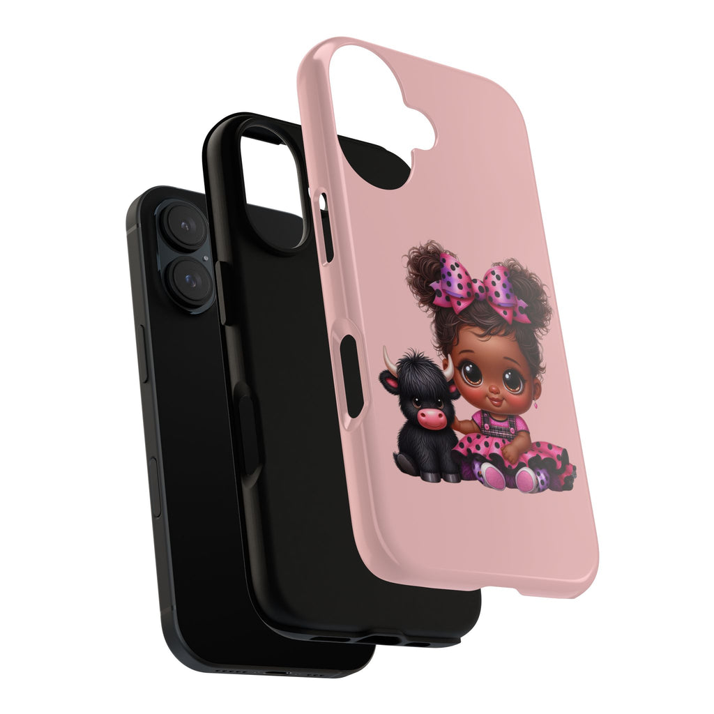 Cute Baby Girl with Plush Cow Phone Case