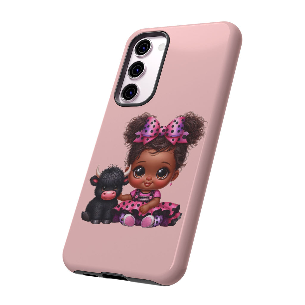 Cute Baby Girl with Plush Cow Phone Case
