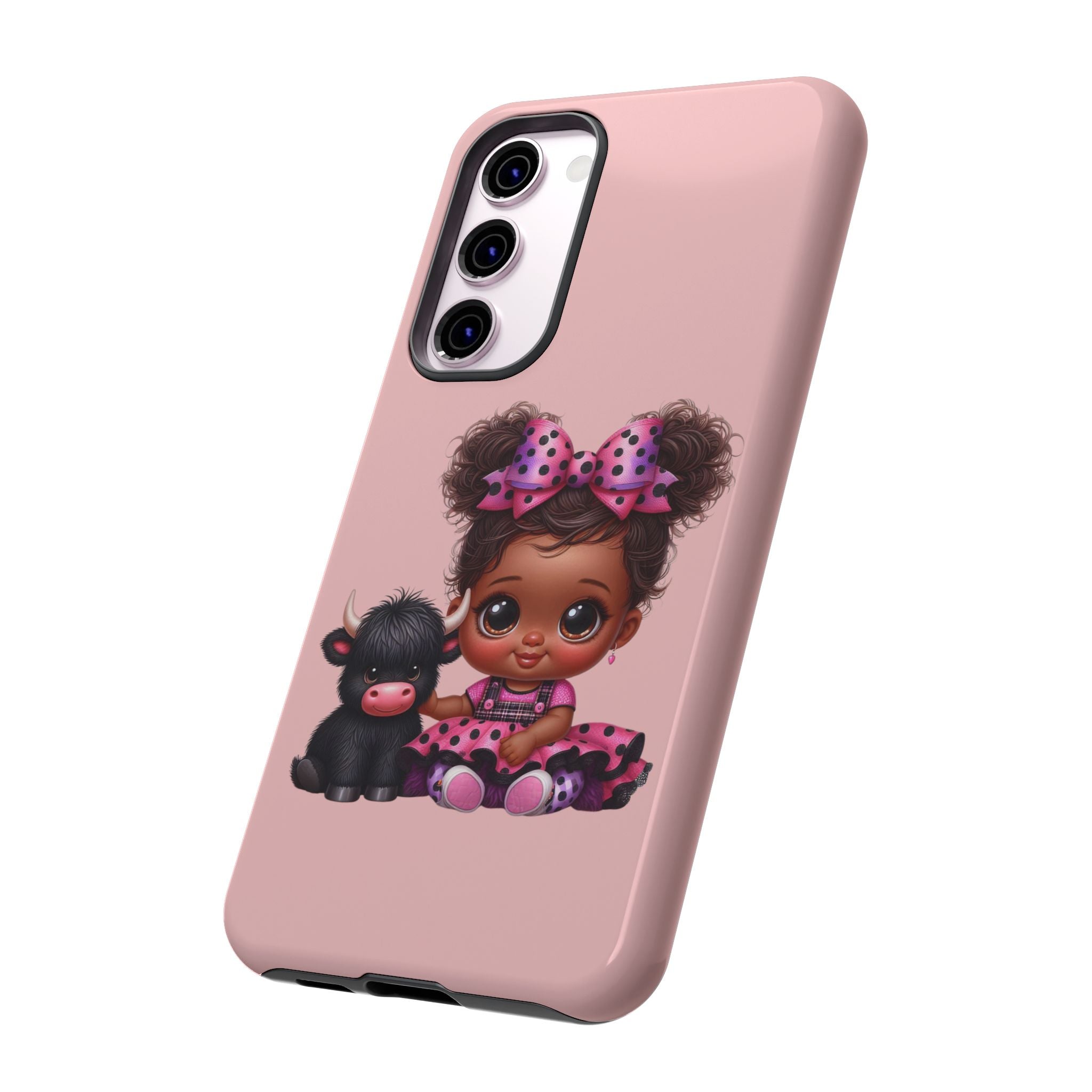 Cute Baby Girl with Plush Cow Phone Case