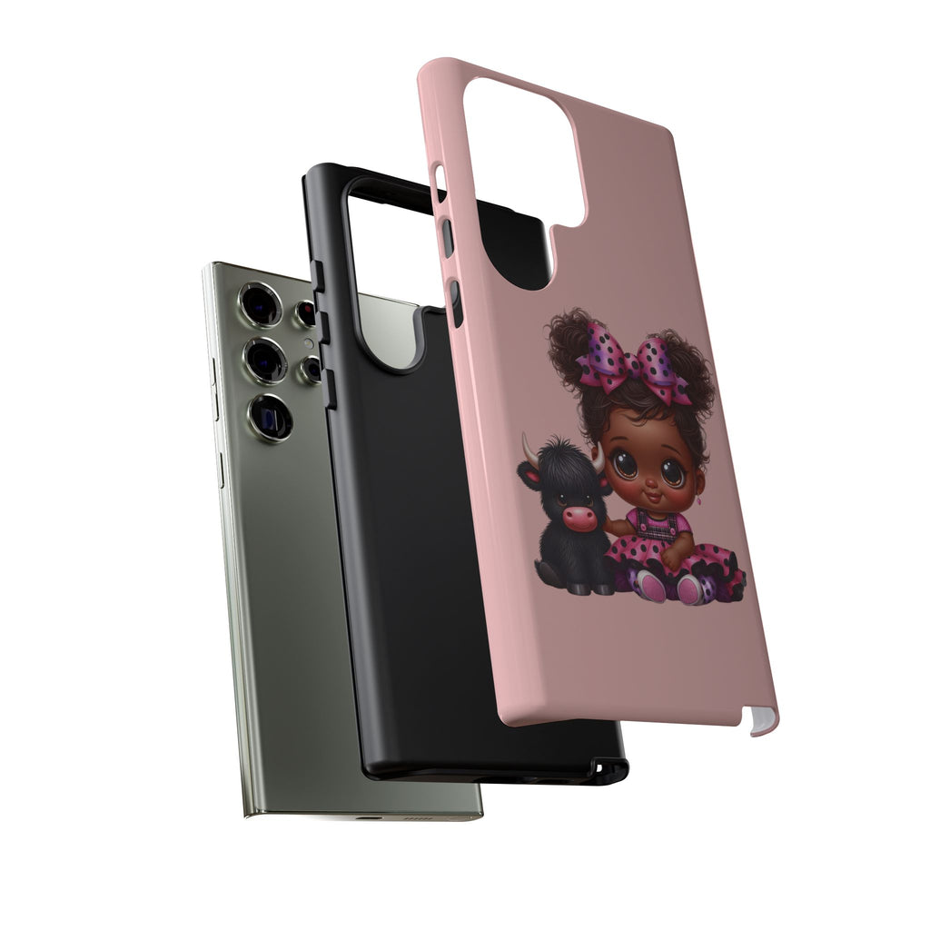 Cute Baby Girl with Plush Cow Phone Case