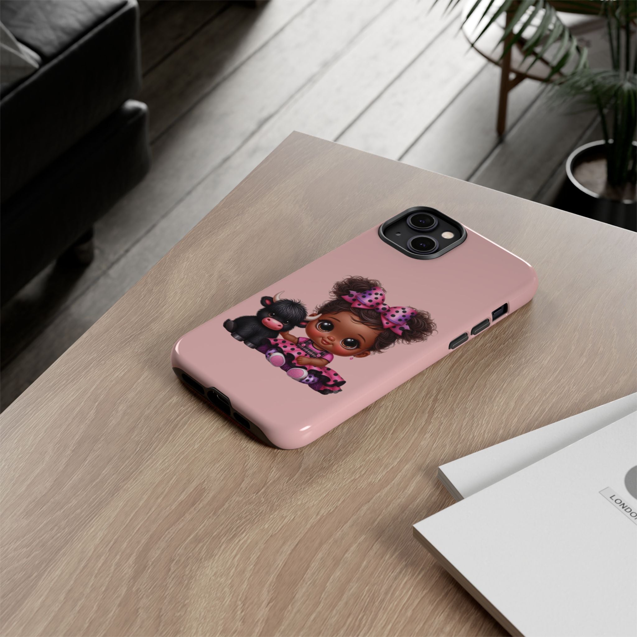 Cute Baby Girl with Plush Cow Phone Case