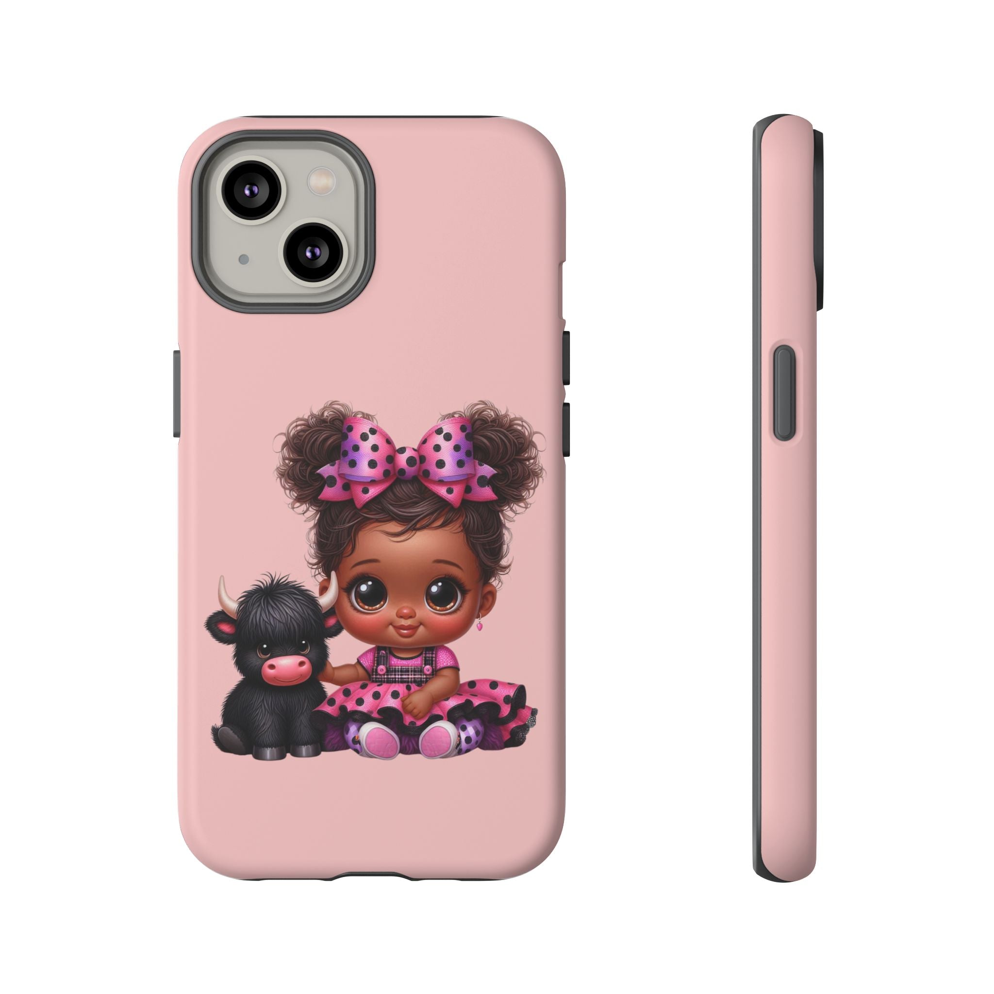 Cute Baby Girl with Plush Cow Phone Case