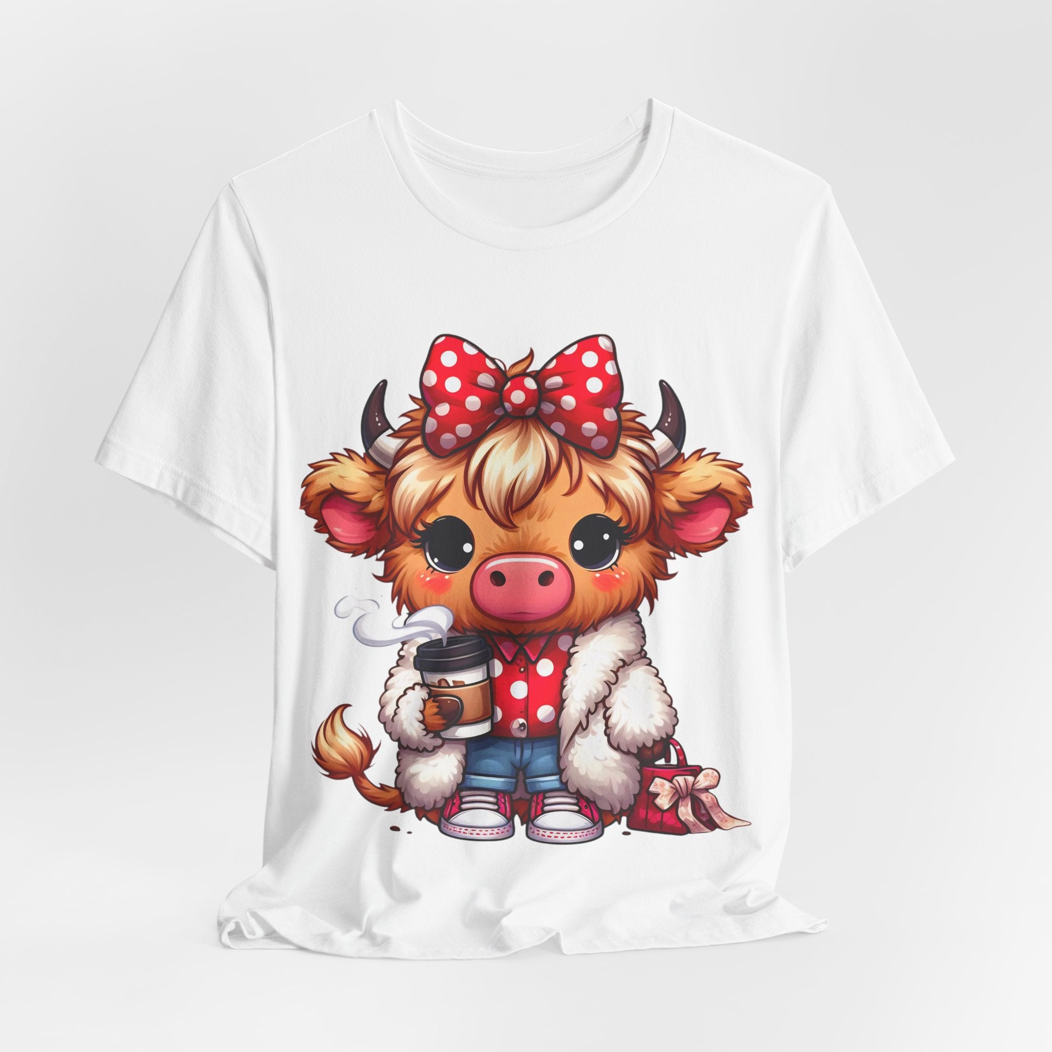 Cow Cute Tee — Cozy Cow with Coffee Graphic T-Shirt