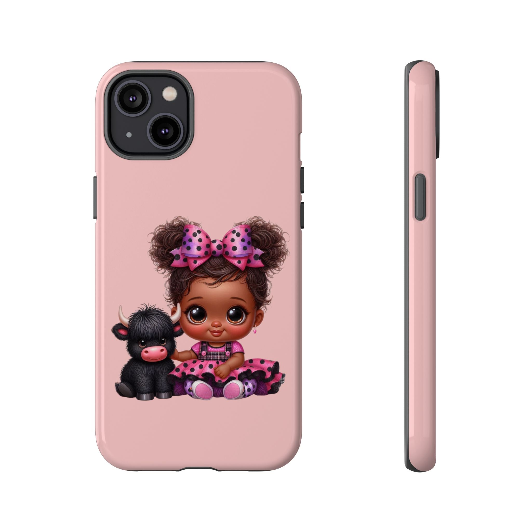 Cute Baby Girl with Plush Cow Phone Case