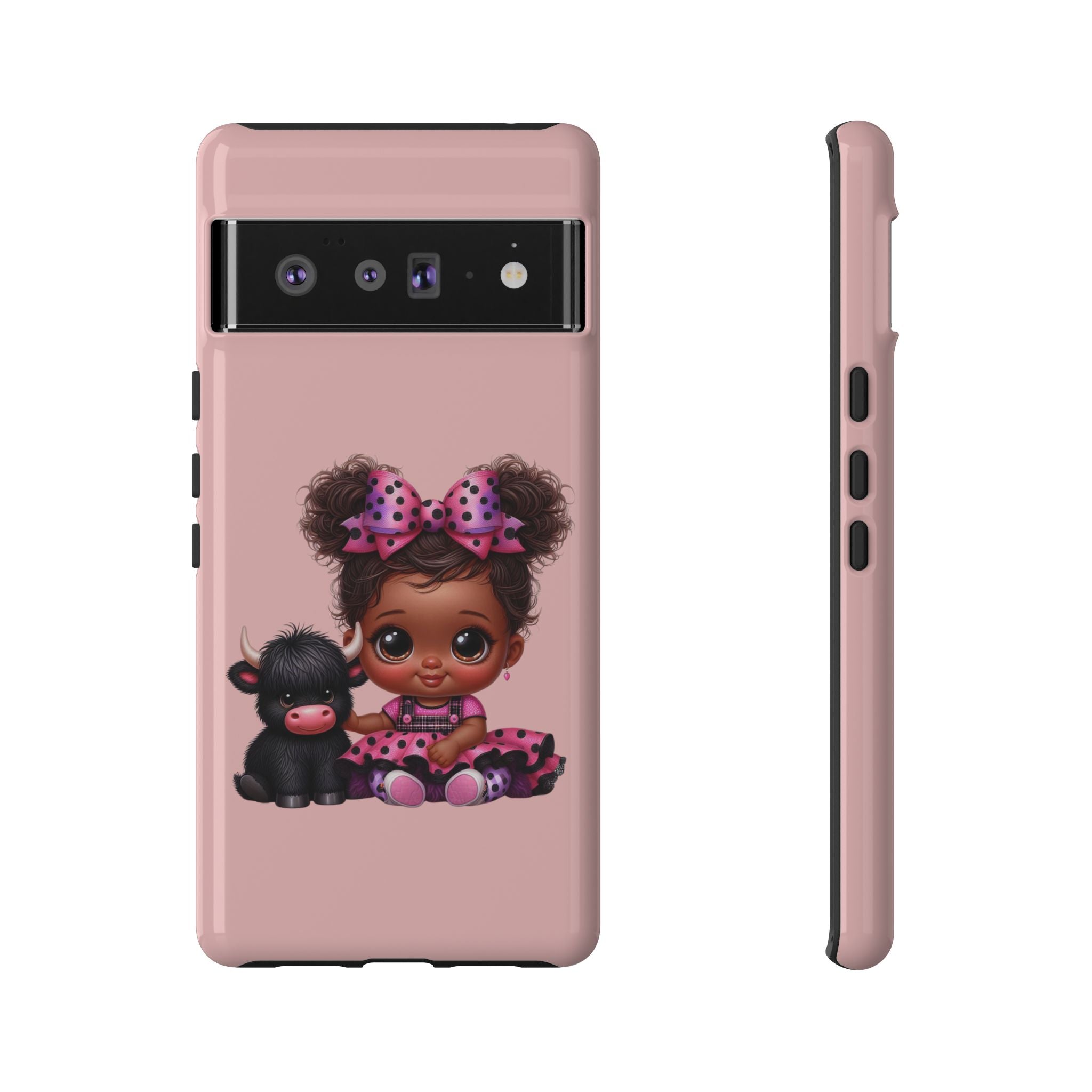 Cute Baby Girl with Plush Cow Phone Case