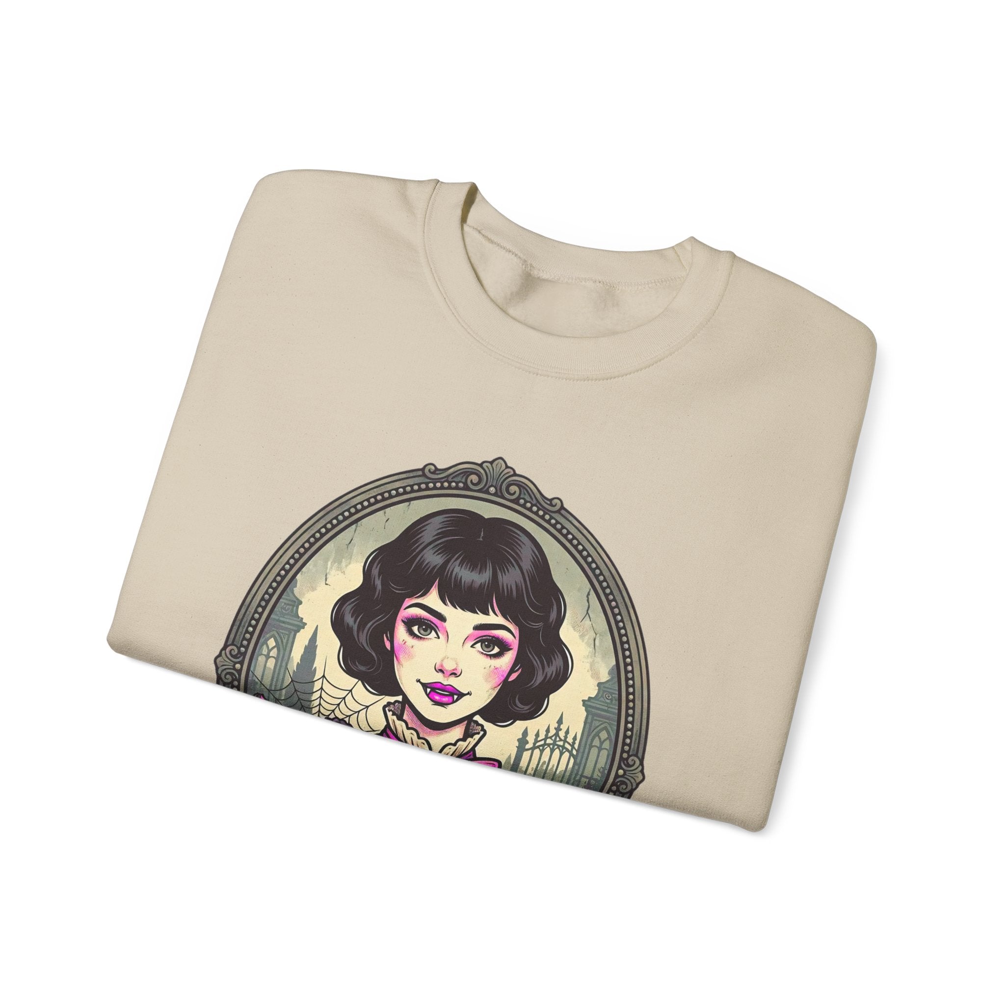 Horror Girl Crewneck Sweatshirt — "Pretty Girls Love Horror" Retro Goth Pullover