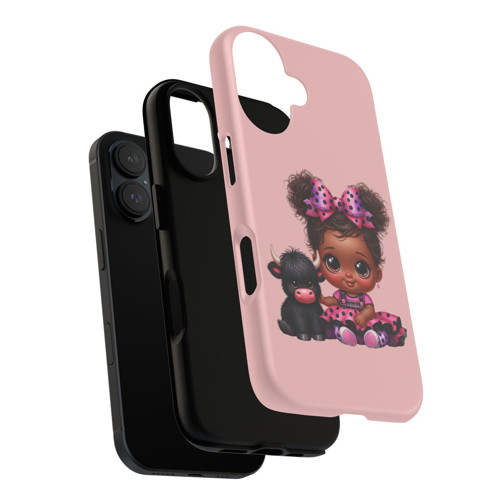Cute Baby Girl with Plush Cow Phone Case