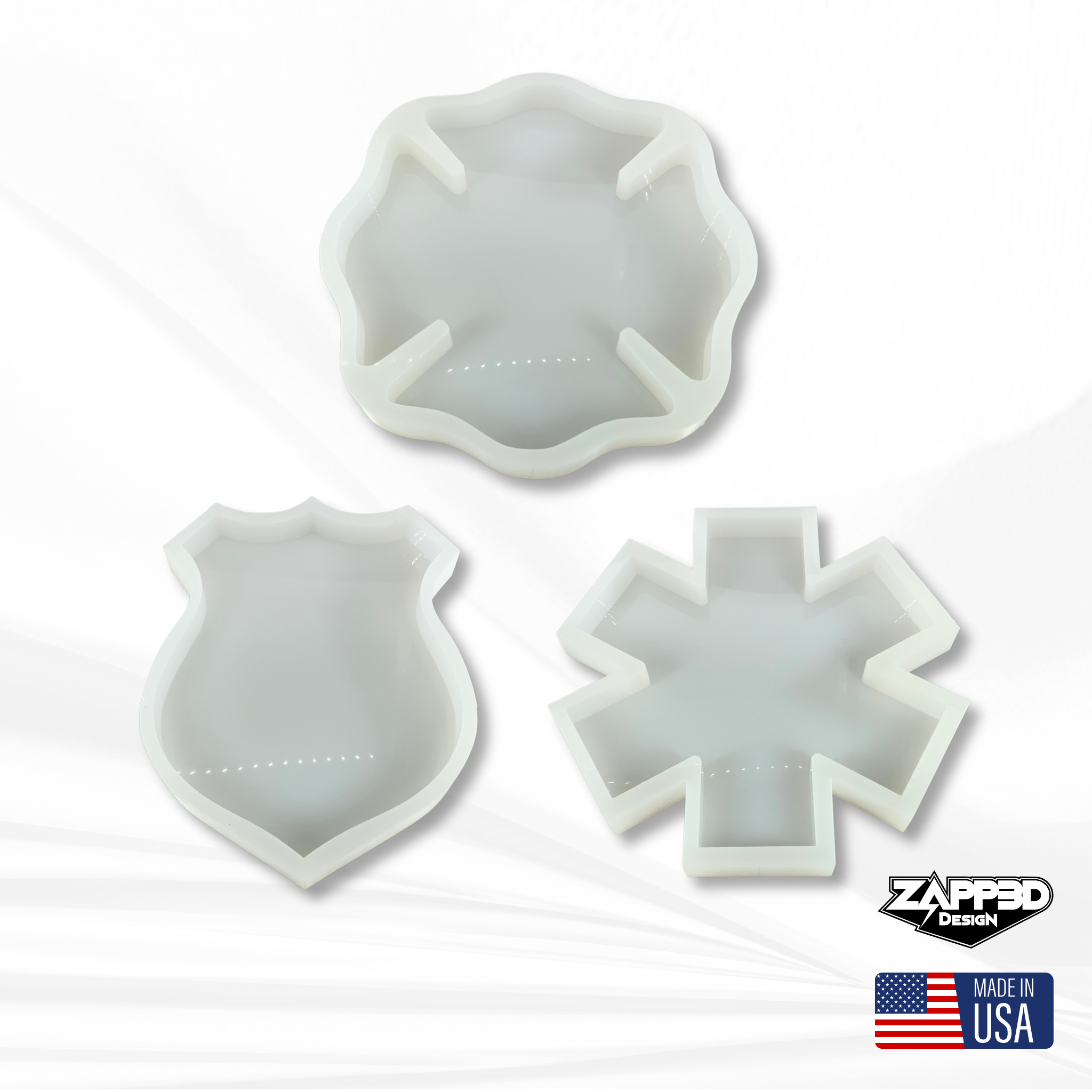 First Responder Mold | 12" Tall | Firefighter Maltese Cross Mold, EMT/EMS Mold, Police Badge Mold