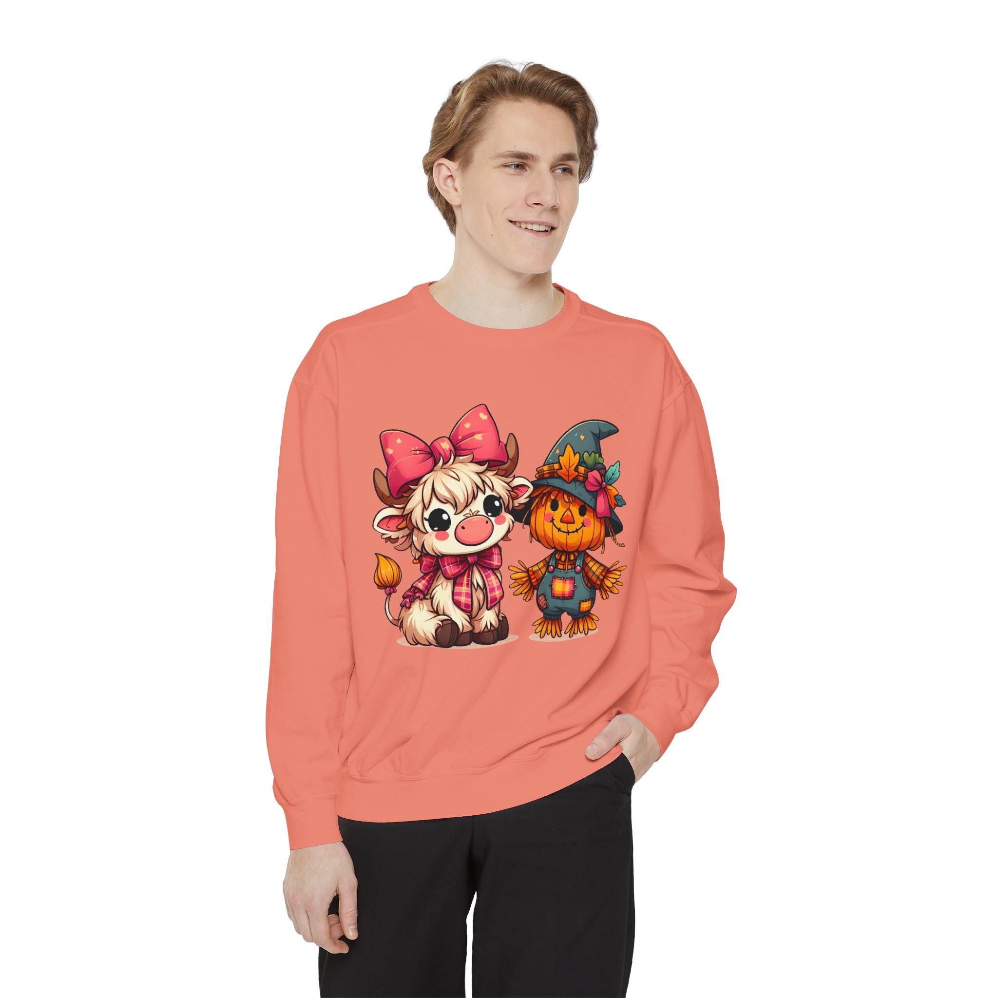 Halloween Cute Scarecrow & Kitty Sweatshirt