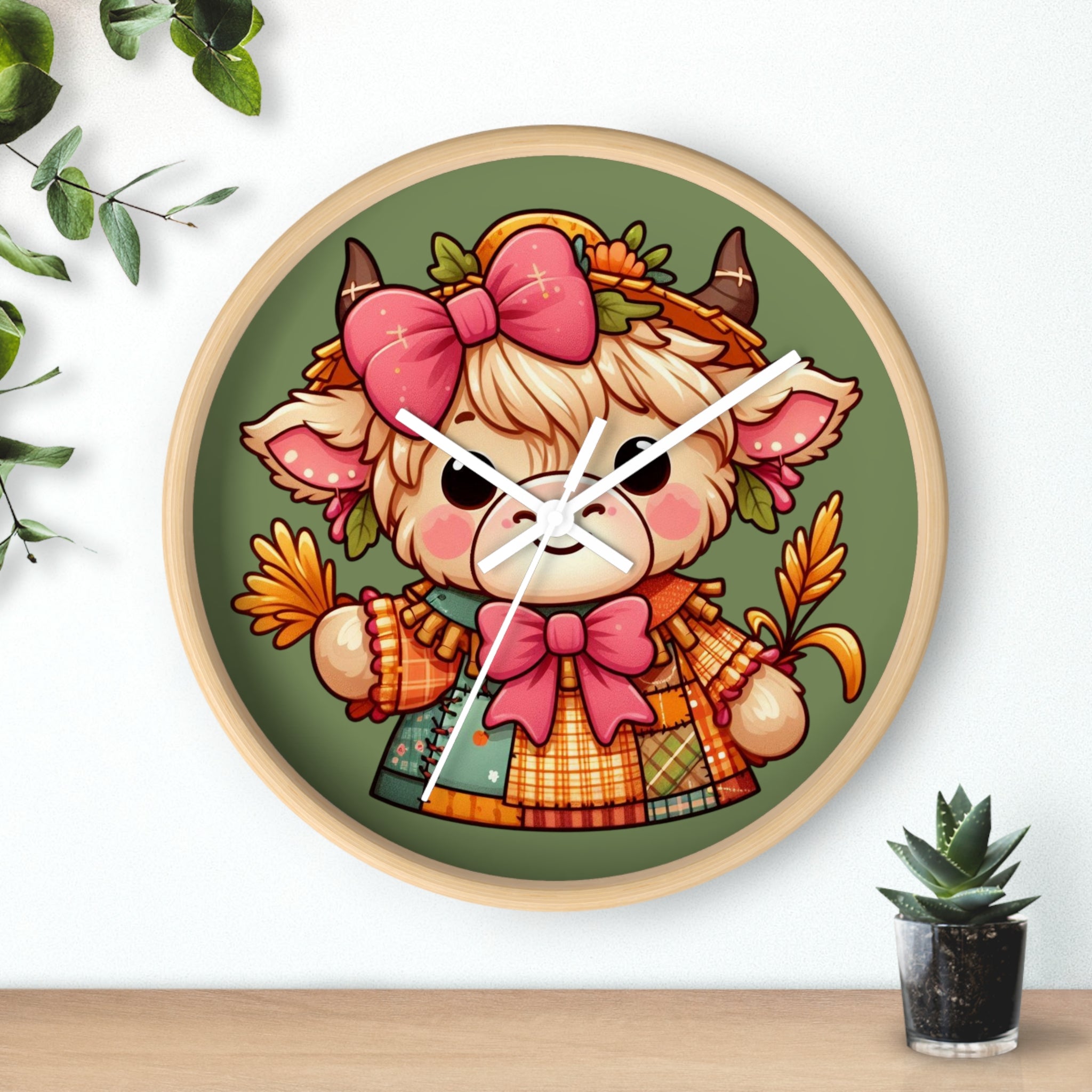 Autumn Alpaca Wall Clock — Cute Harvest Farmhouse Decor
