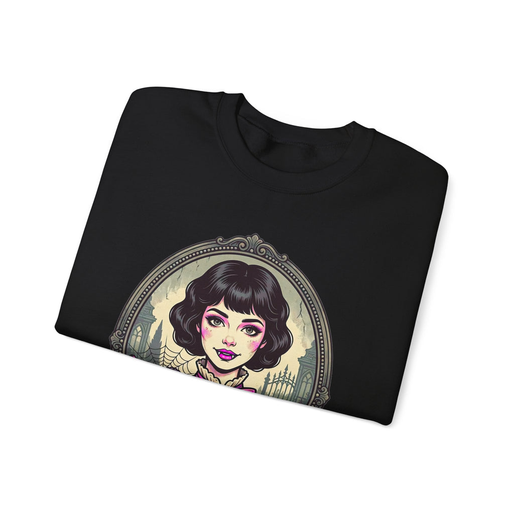 Horror Girl Crewneck Sweatshirt — "Pretty Girls Love Horror" Retro Goth Pullover