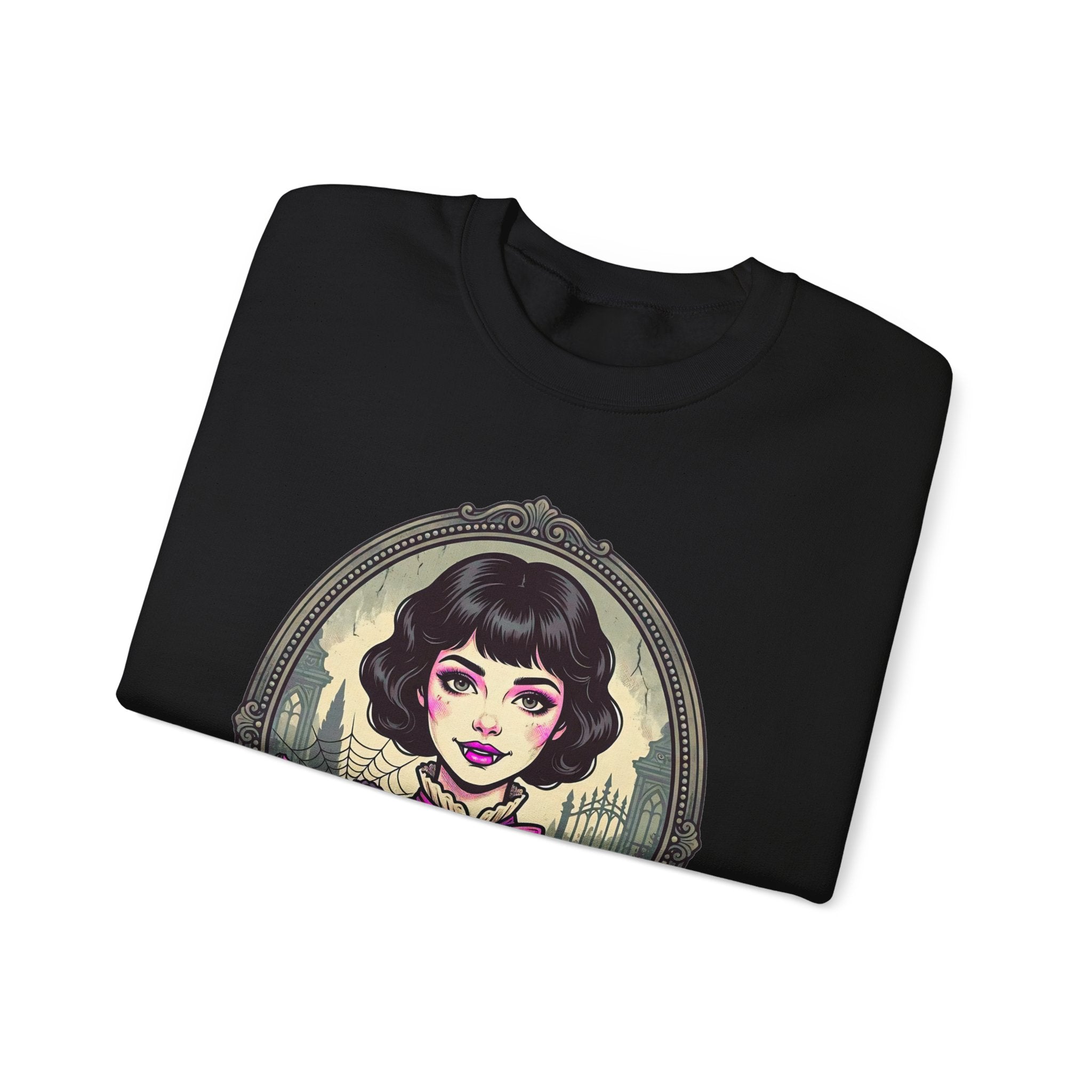 Horror Girl Crewneck Sweatshirt — "Pretty Girls Love Horror" Retro Goth Pullover