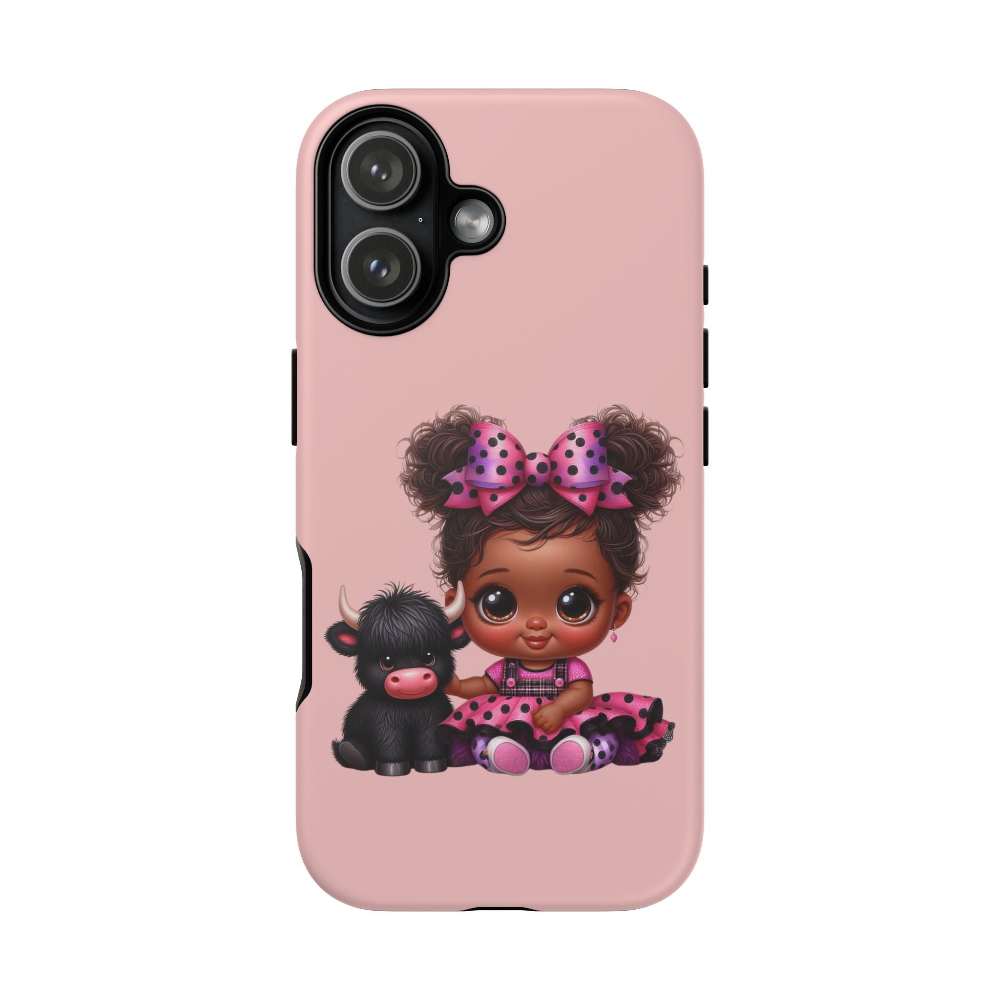 Cute Baby Girl with Plush Cow Phone Case