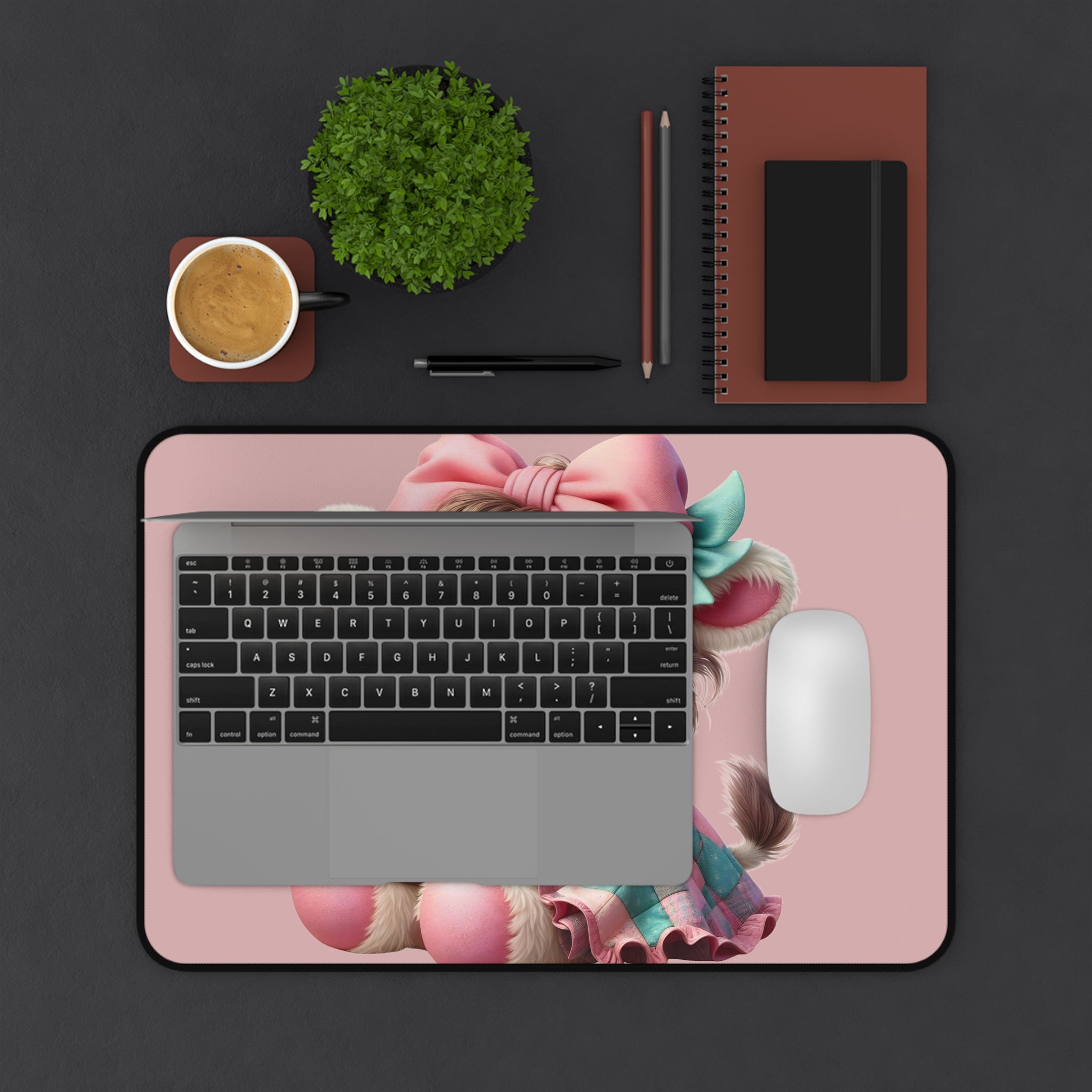 Cute Pastel Cow Desk Mat — Adorable Kawaii Animal Mousepad for Kids & Office