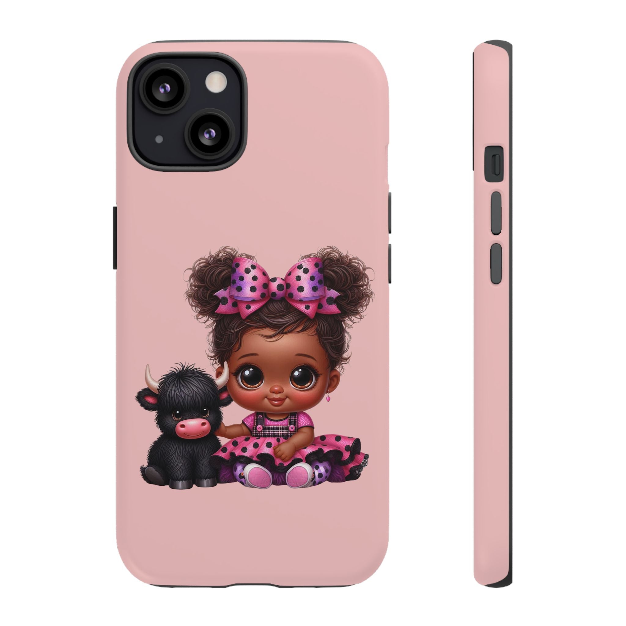 Cute Baby Girl with Plush Cow Phone Case
