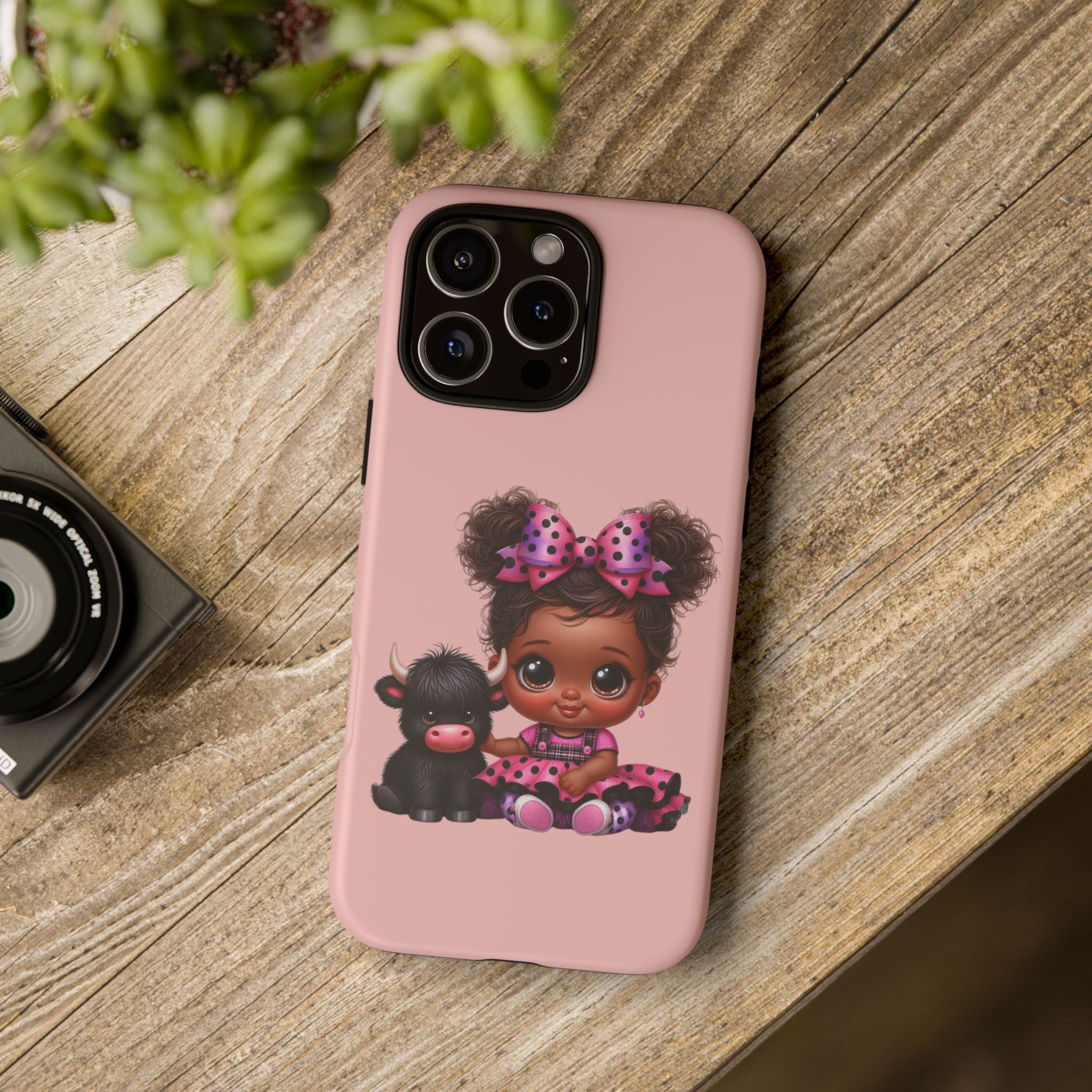 Cute Baby Girl with Plush Cow Phone Case
