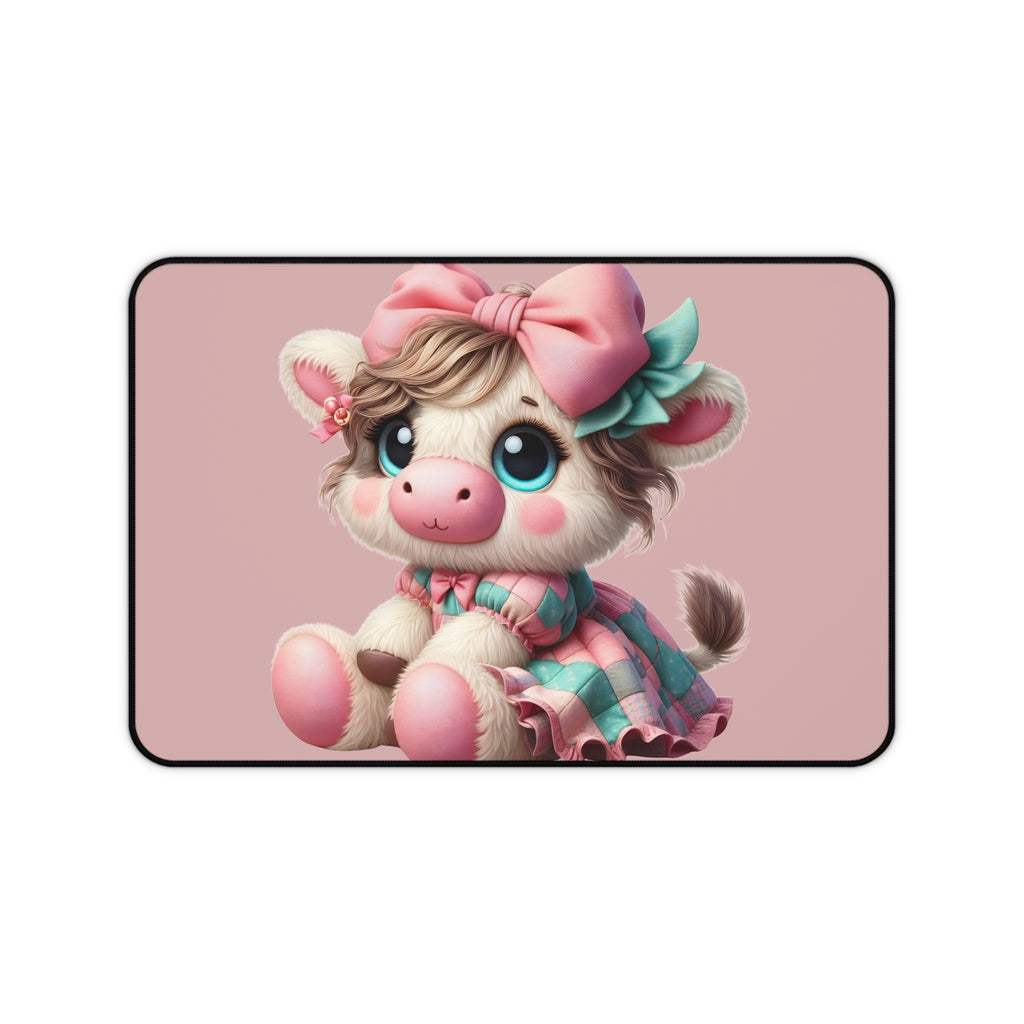 Cute Pastel Cow Desk Mat — Adorable Kawaii Animal Mousepad for Kids & Office