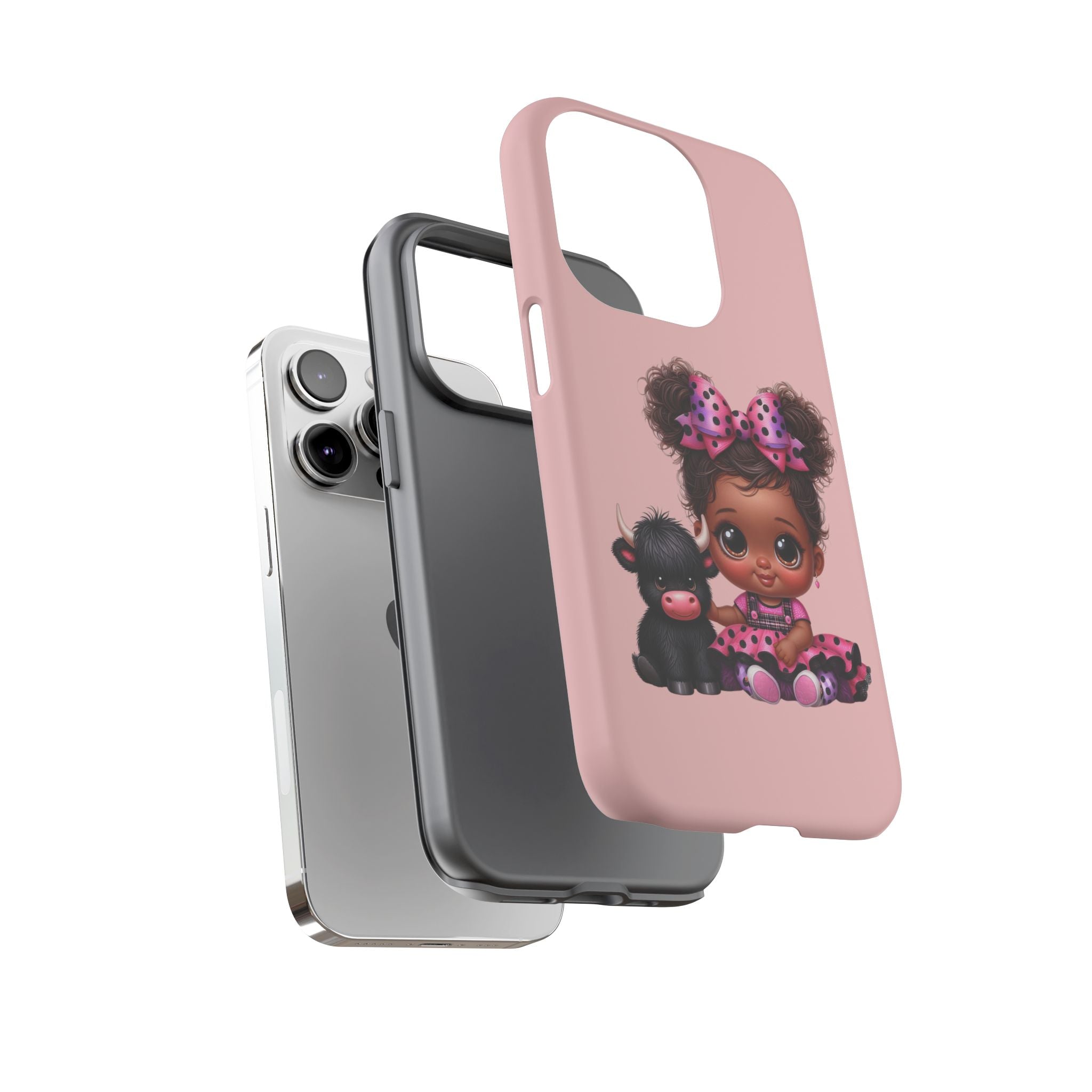 Cute Baby Girl with Plush Cow Phone Case