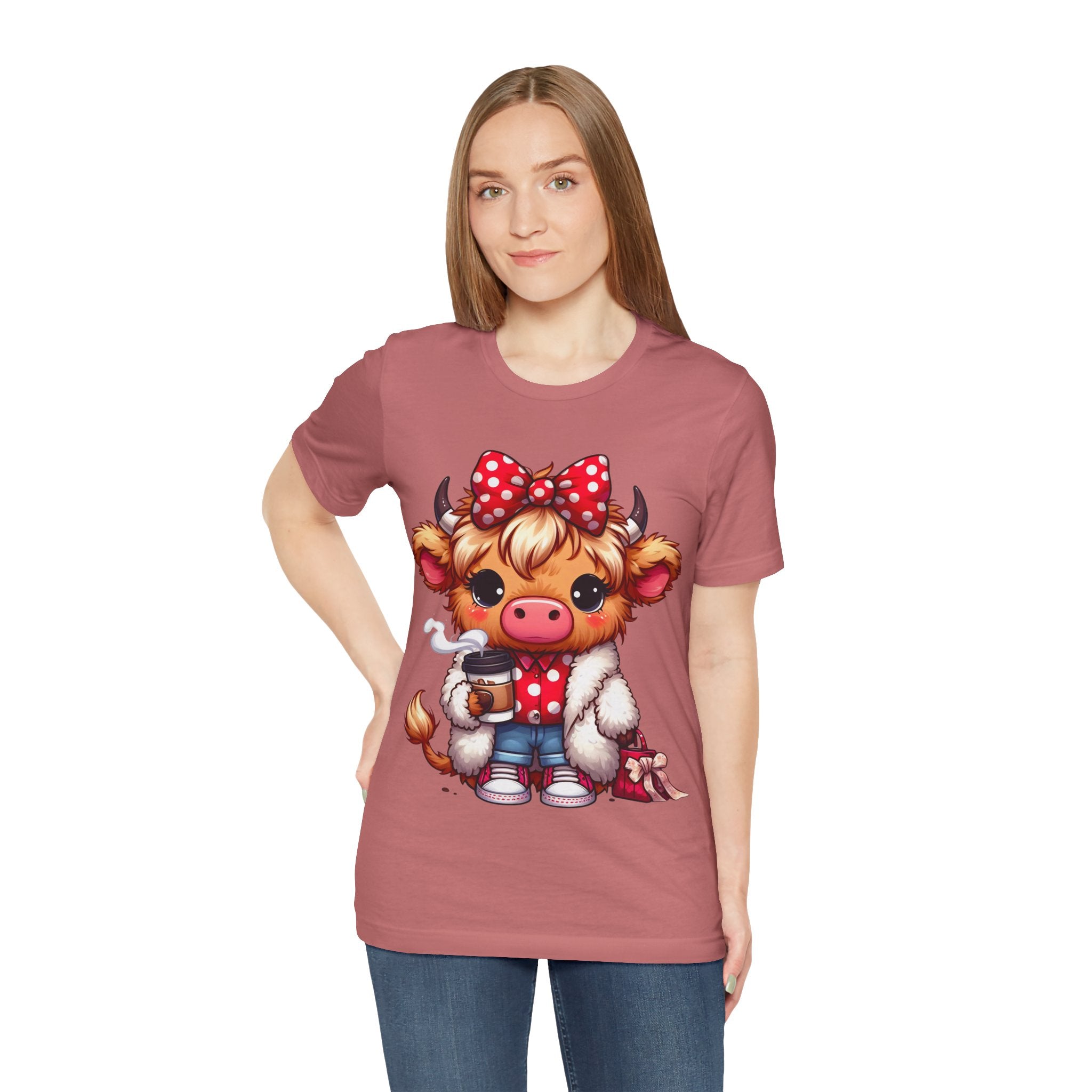 Cow Cute Tee — Cozy Cow with Coffee Graphic T-Shirt