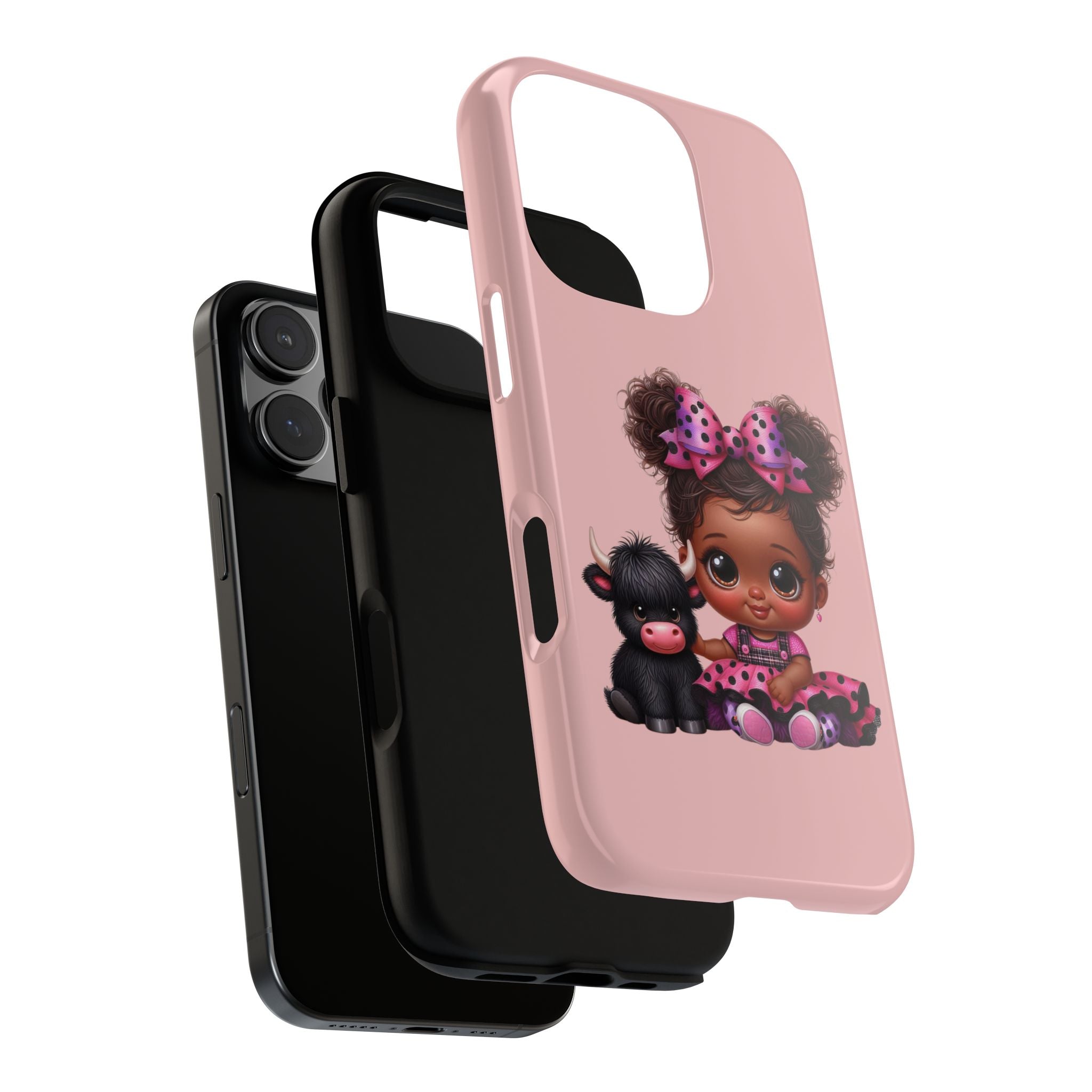 Cute Baby Girl with Plush Cow Phone Case