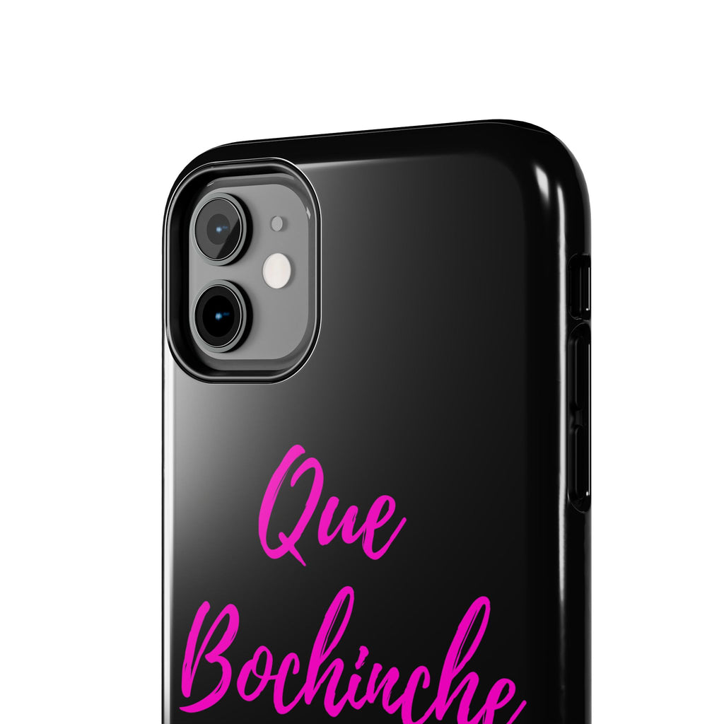 Que Bochinche Phone Case — Pink Script & Bow Tough Protective Cover