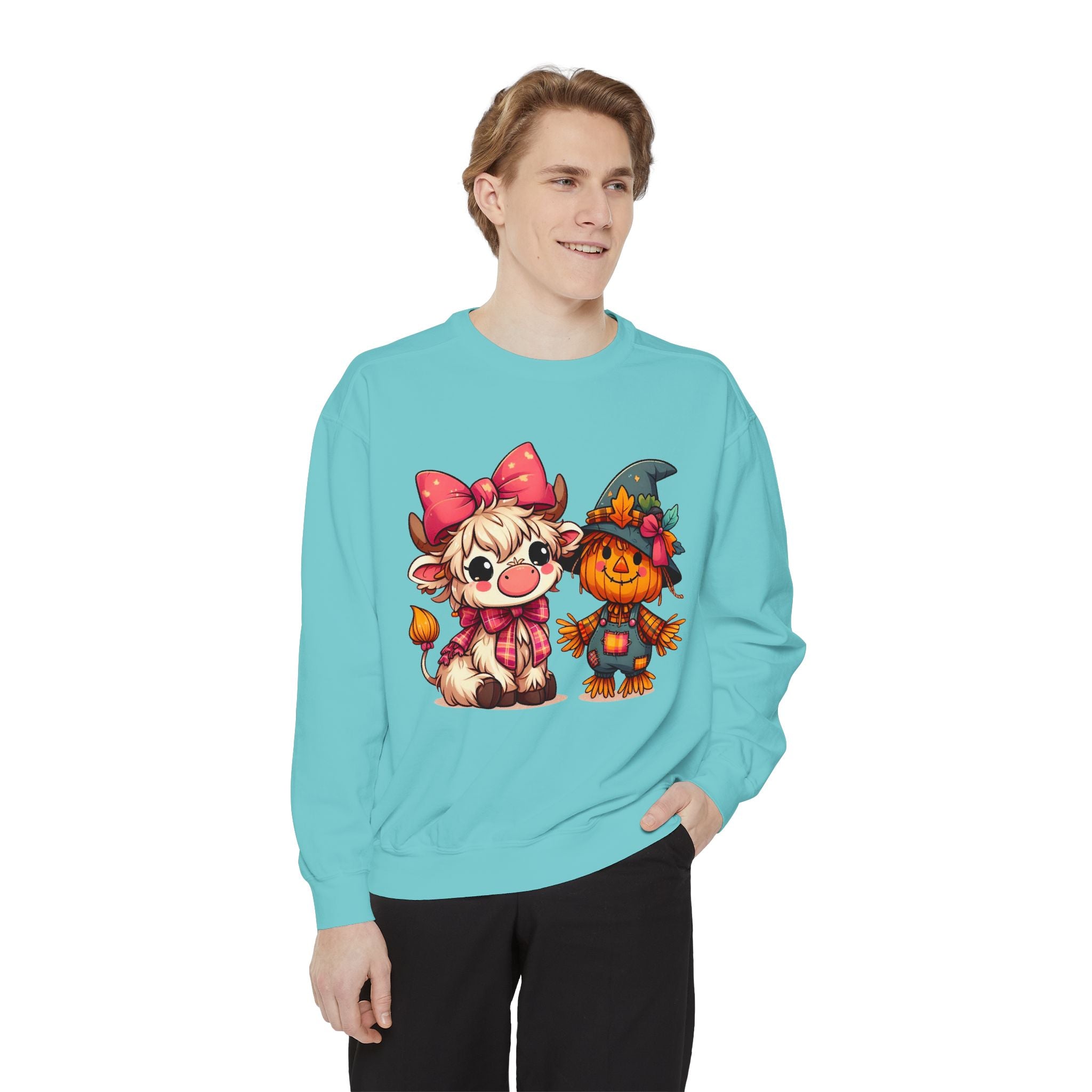 Halloween Cute Scarecrow & Kitty Sweatshirt