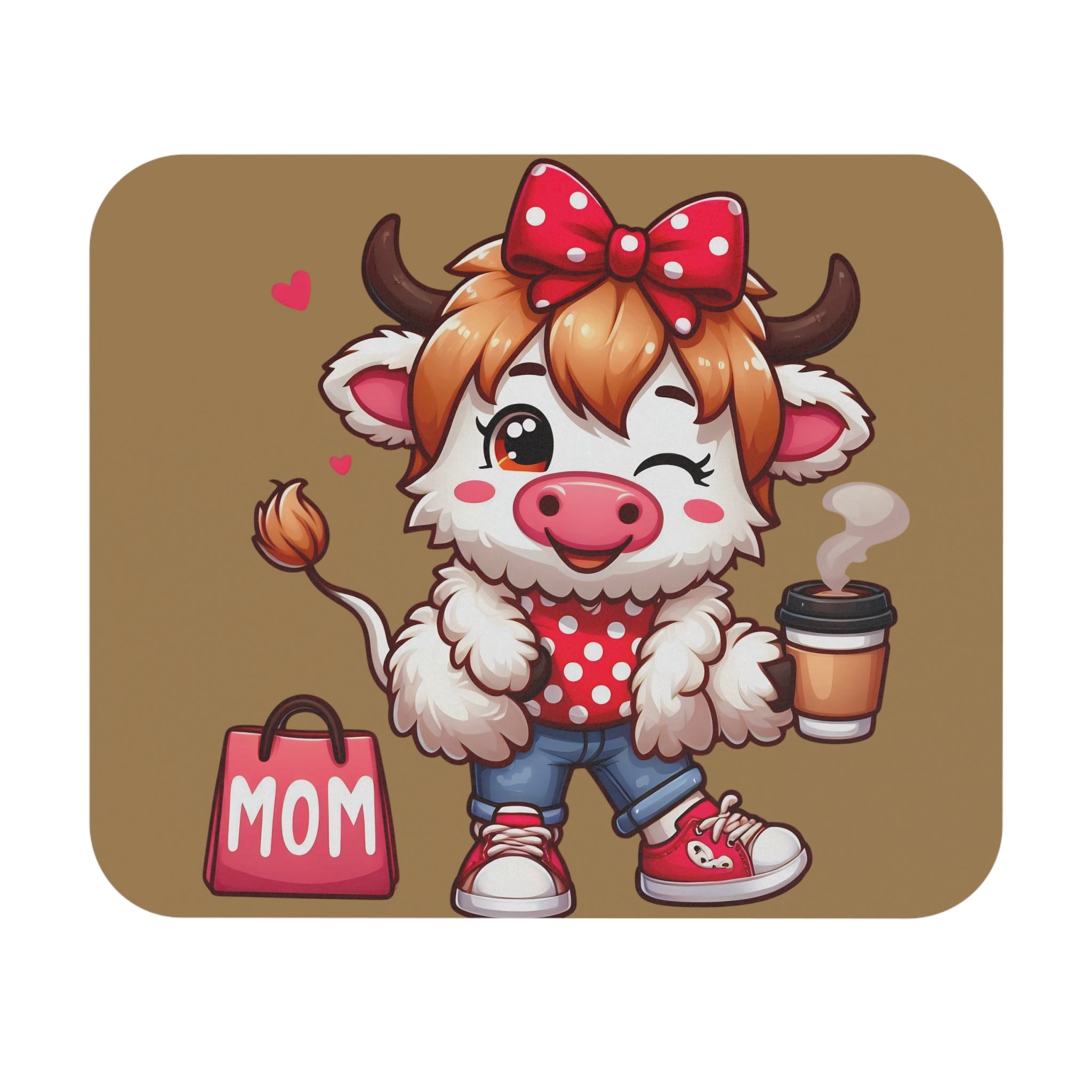 Cute Cow Mom Mouse Pad — Adorable Coffee & Shopping Desk Mat