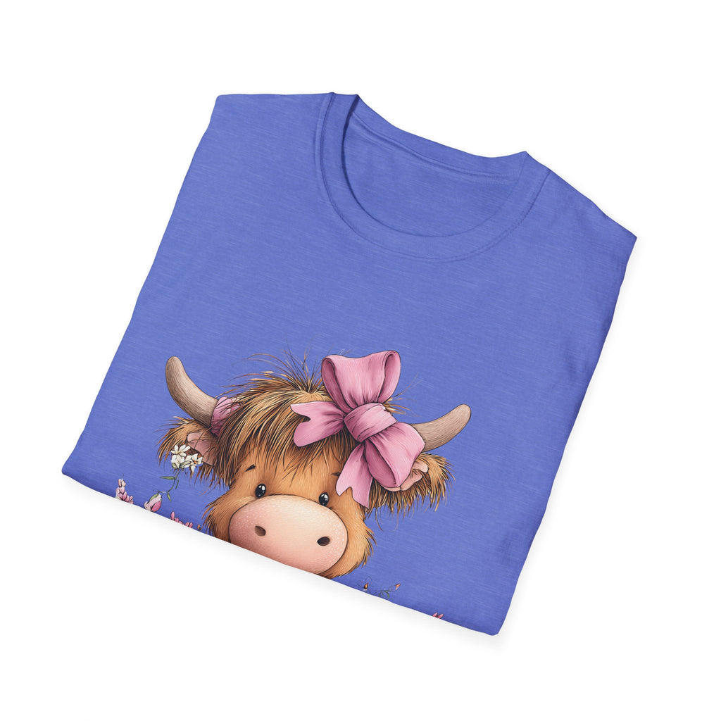 Cute Highland Cow Tee — Pink Bow Calf T-Shirt